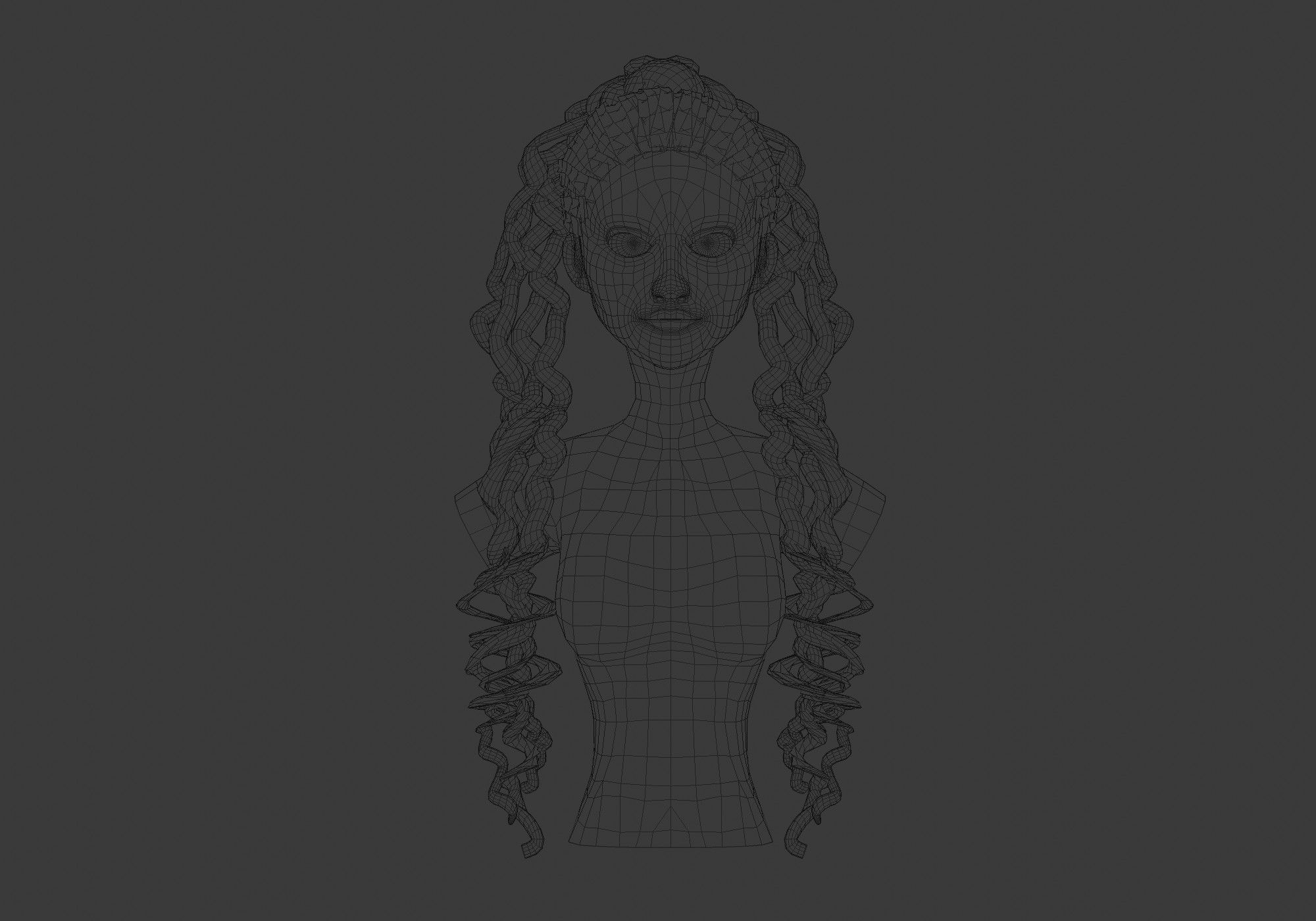 Long Female Hair 3D model_5