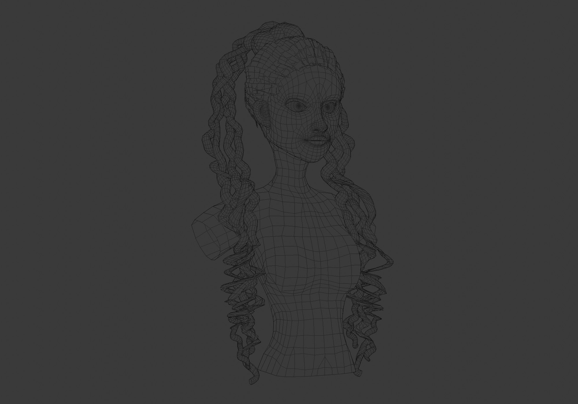 Long Female Hair 3D model_6