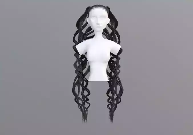 Female Wavy Hairstyle 3D model Female Wavy Hairstyle 3D model