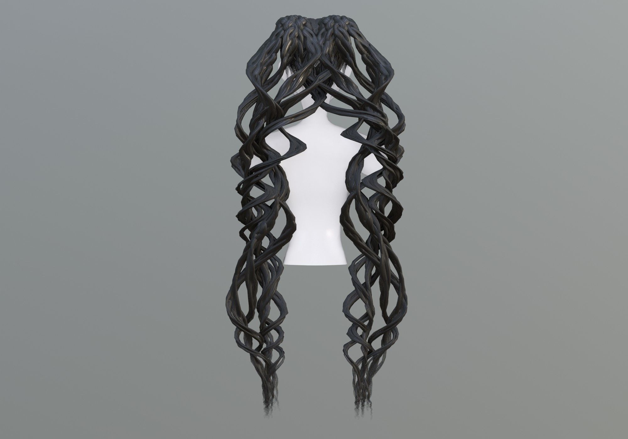 Female Wavy Hairstyle 3D model_4