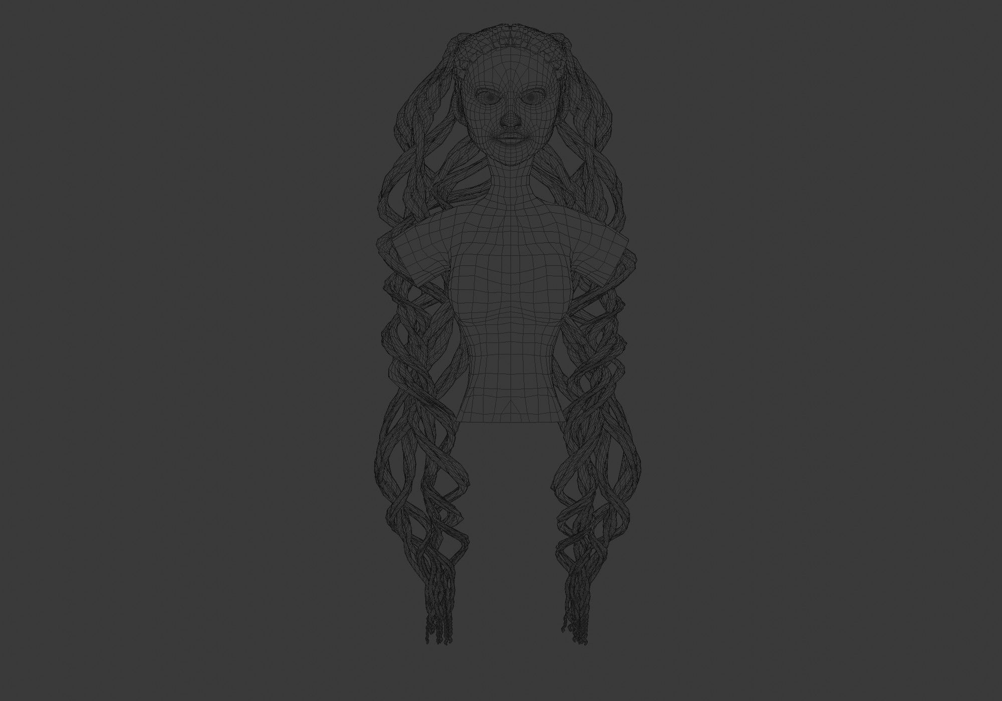 Female Wavy Hairstyle 3D model_5