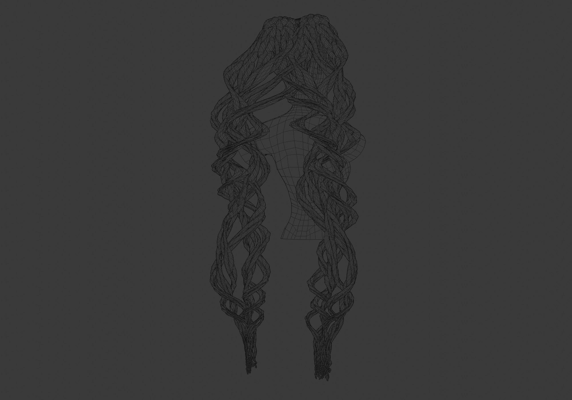 Female Wavy Hairstyle 3D model_8