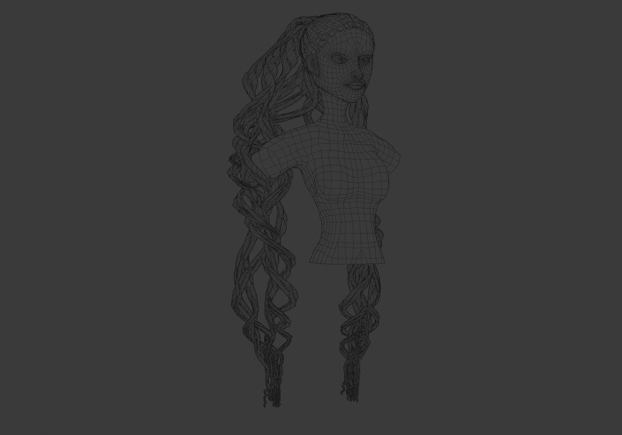 Female Wavy Hairstyle 3D model_6