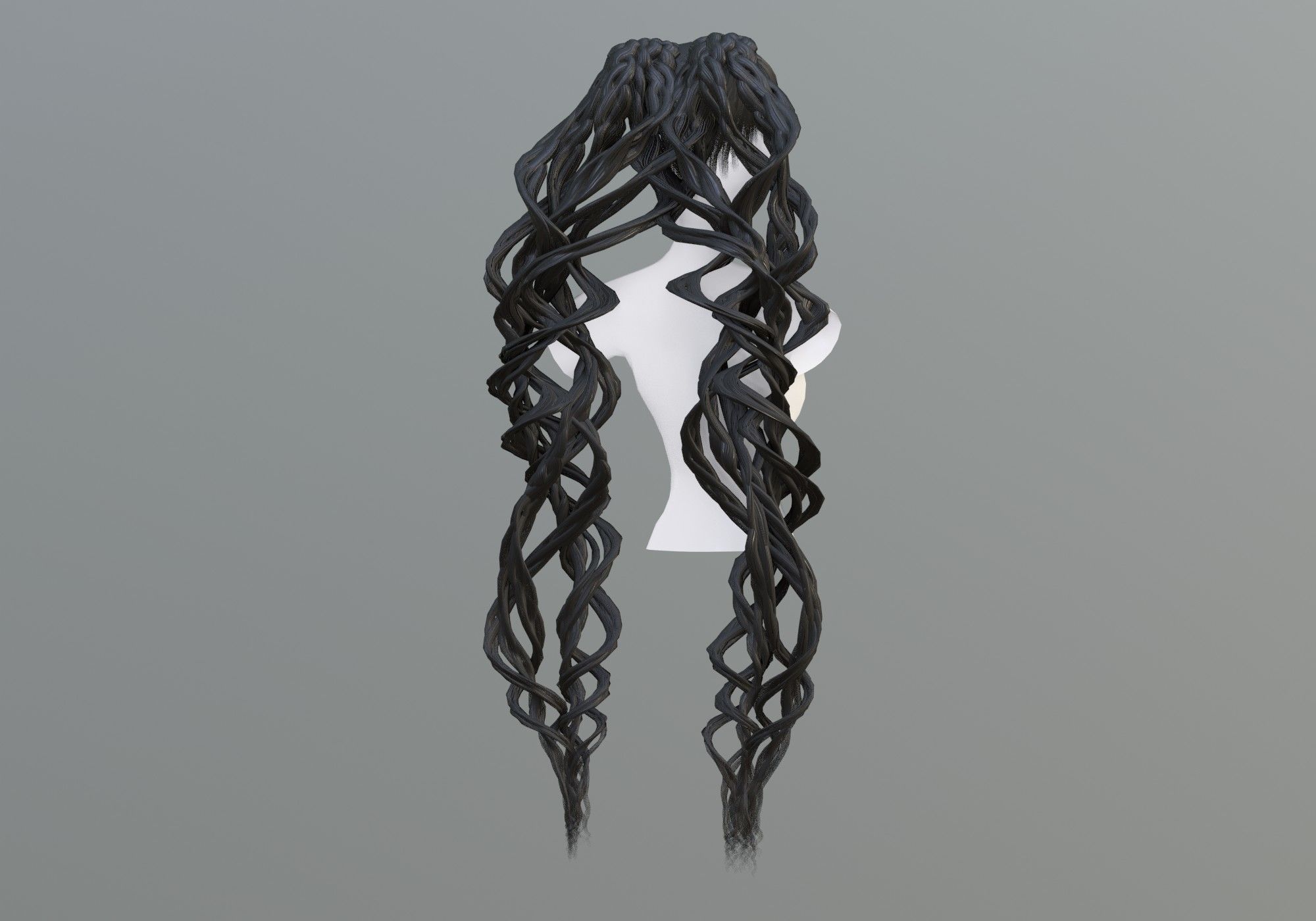 Female Wavy Hairstyle 3D model_3