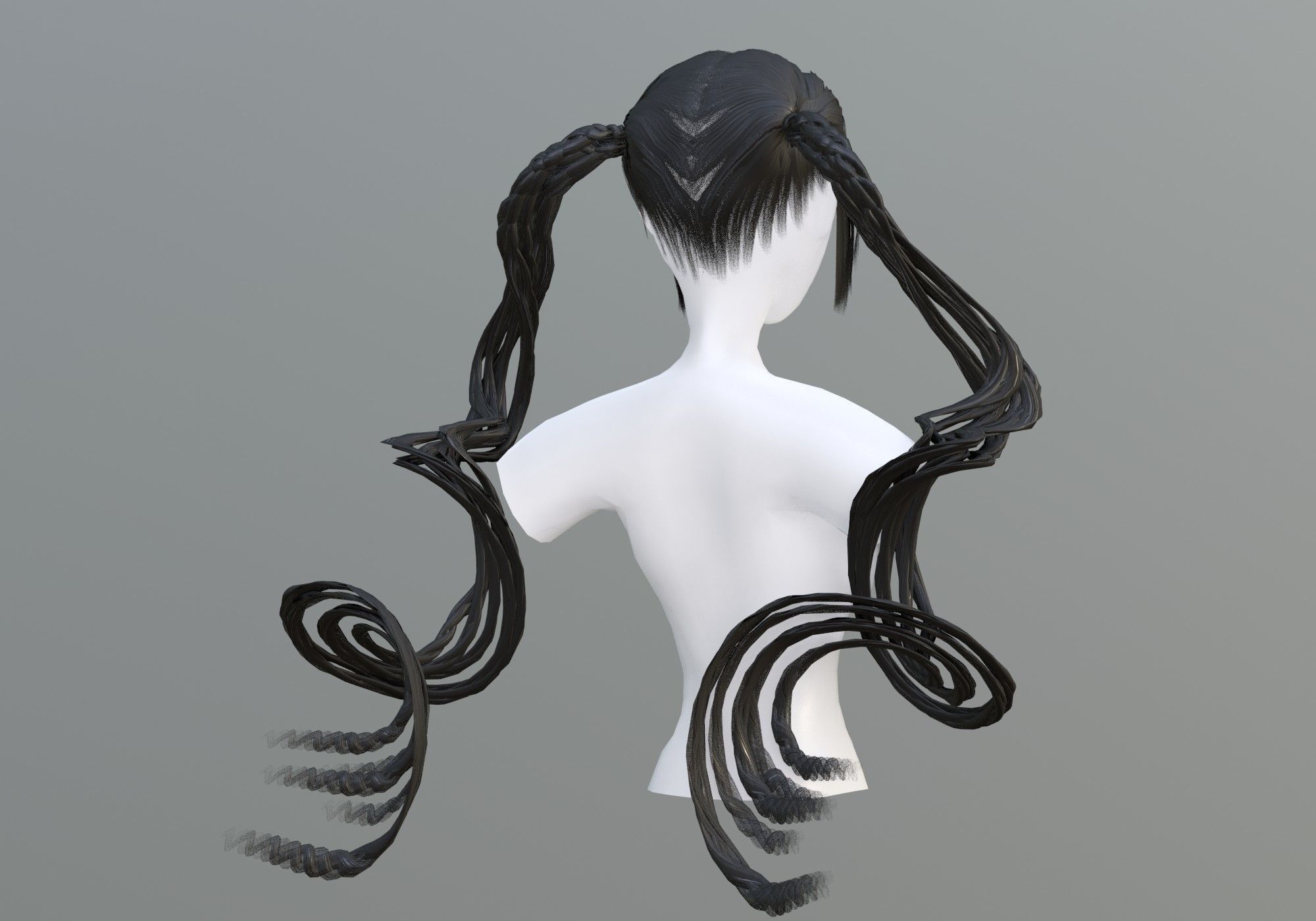 Female Swirled Hair  3D model_3