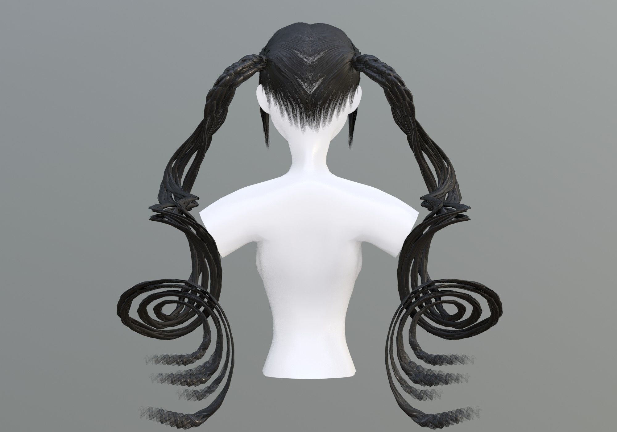 Female Swirled Hair  3D model_4