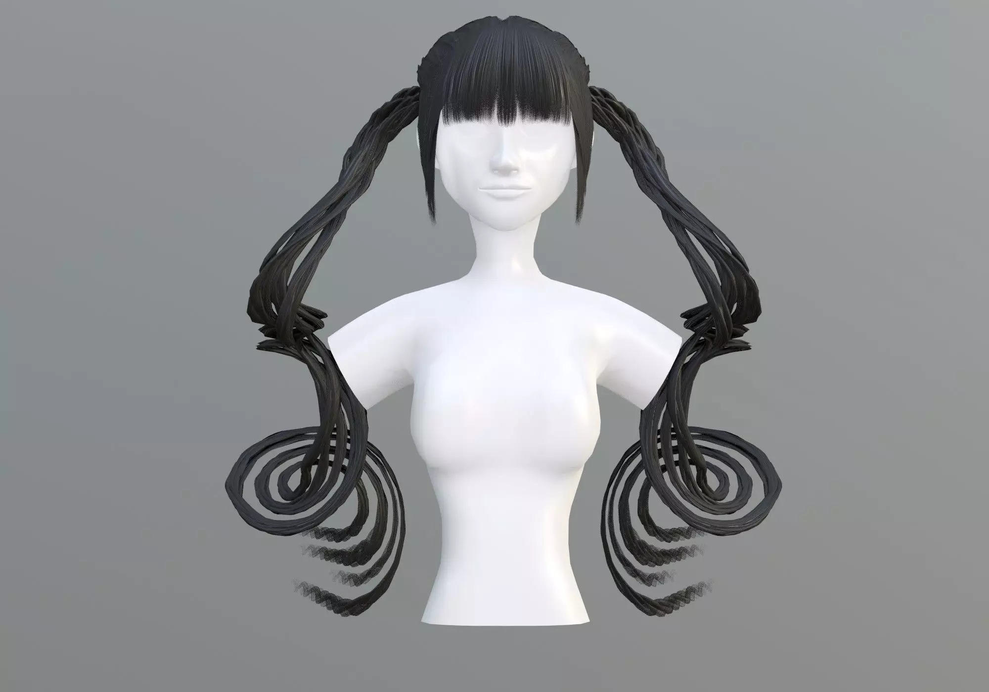 Female Swirled Hair  3D model_0
