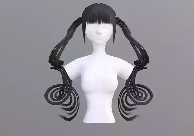 Female Swirled Hair  3D model