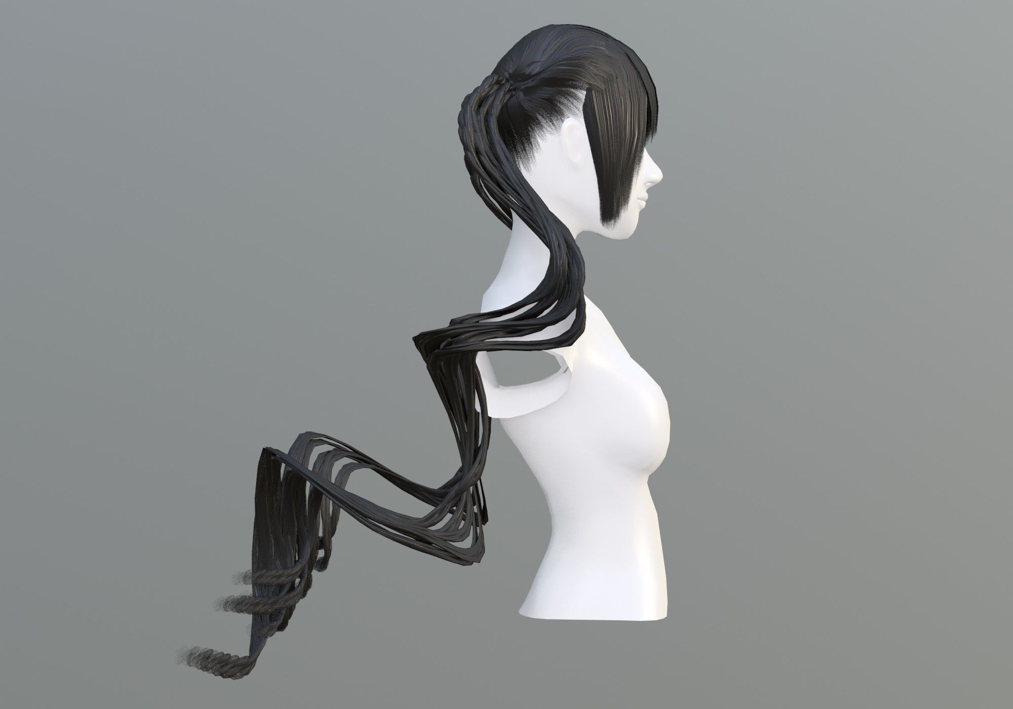 Female Swirled Hair  3D model_2