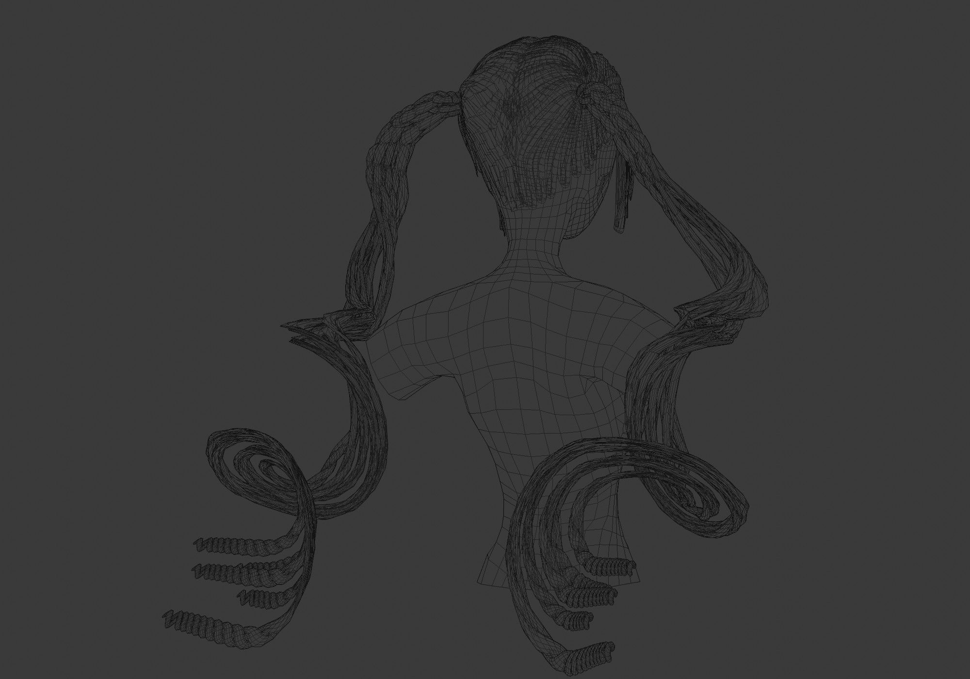 Female Swirled Hair  3D model_8