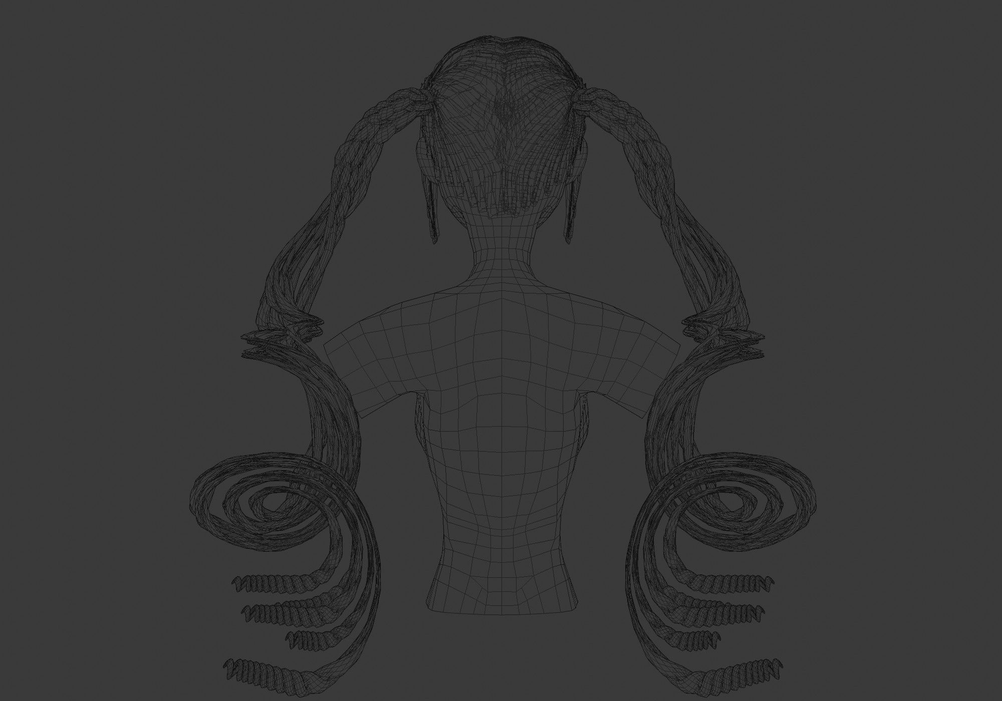 Female Swirled Hair  3D model_9