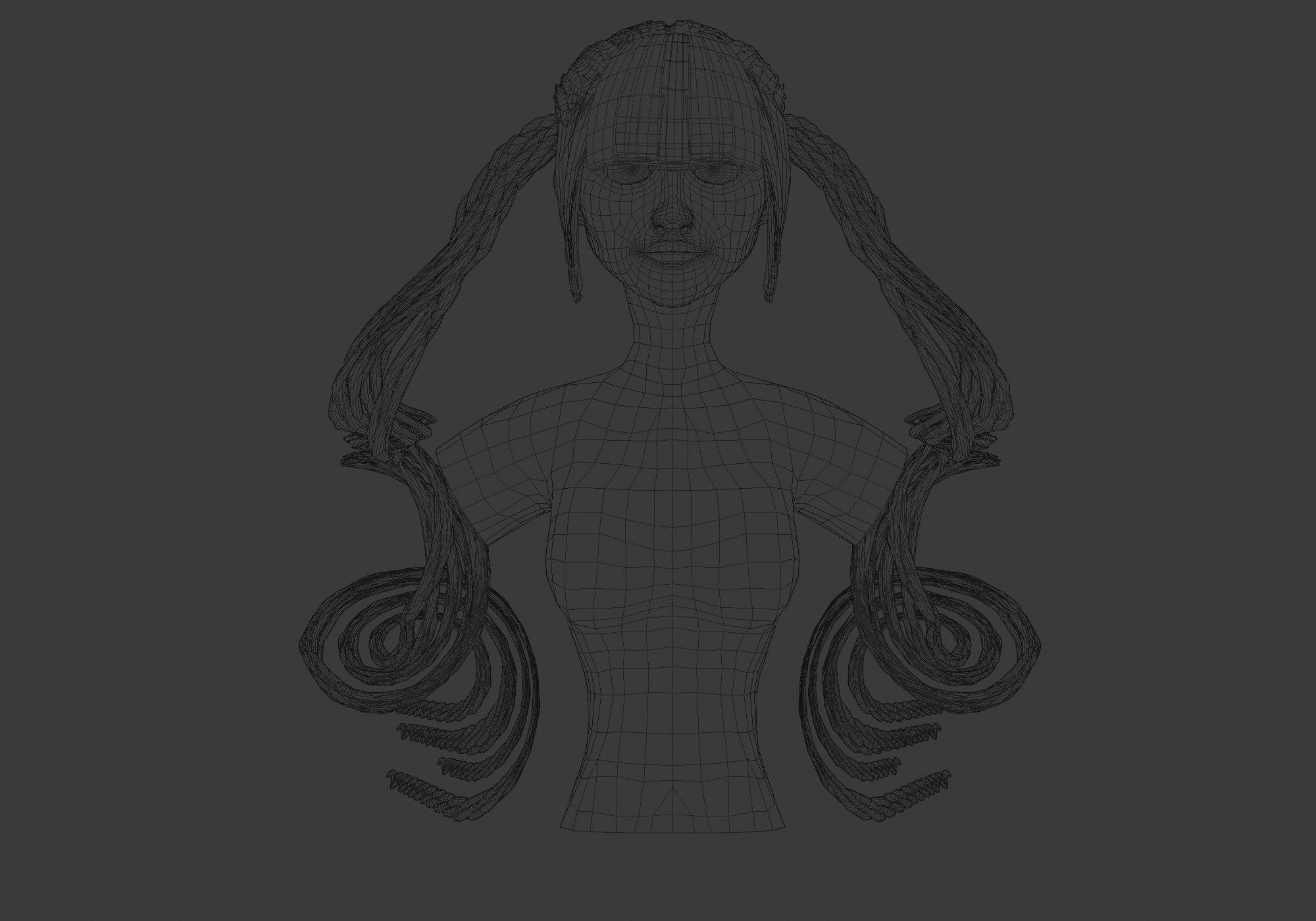 Female Swirled Hair  3D model_5