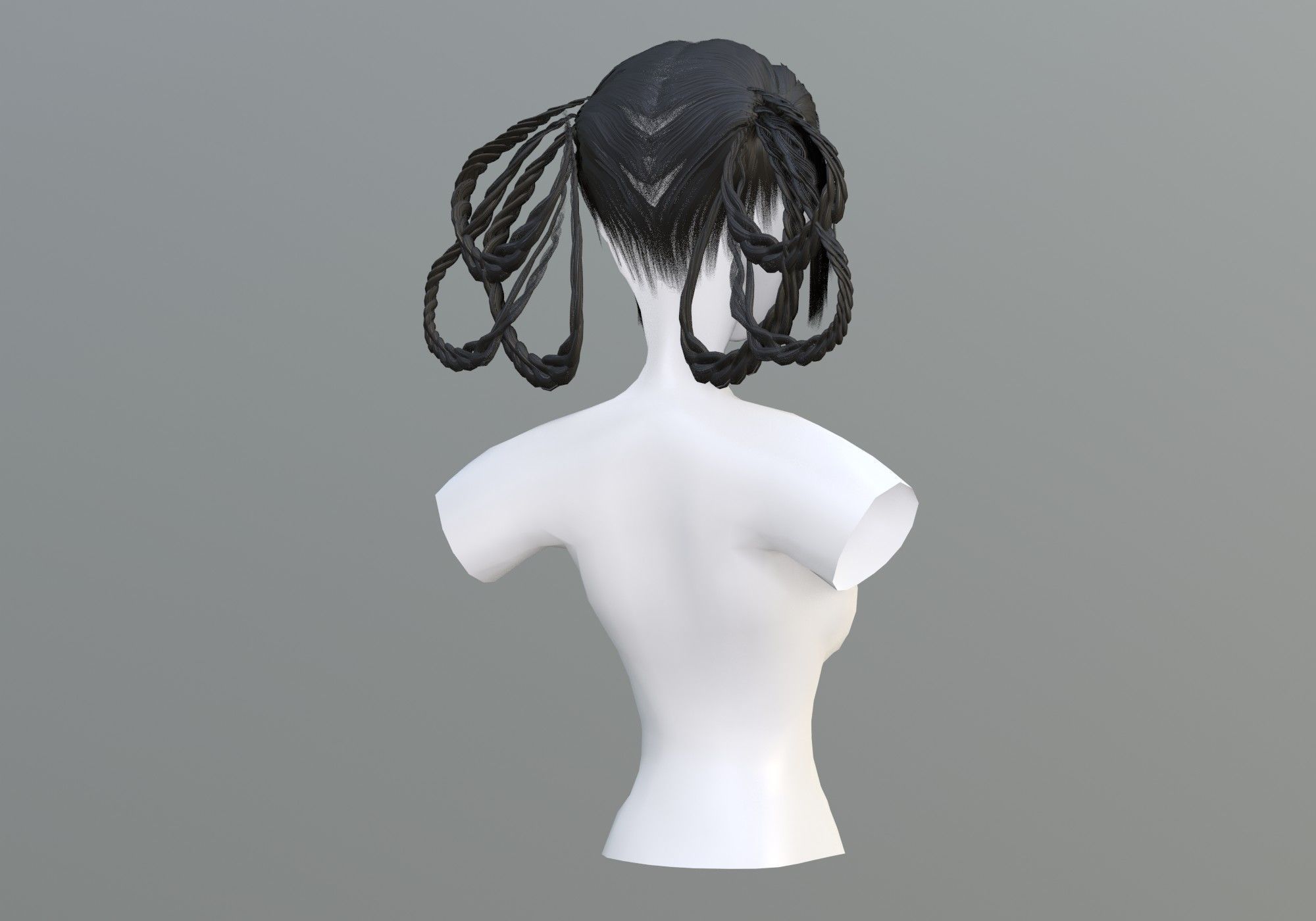 Female Stylized Hair 3D model_3
