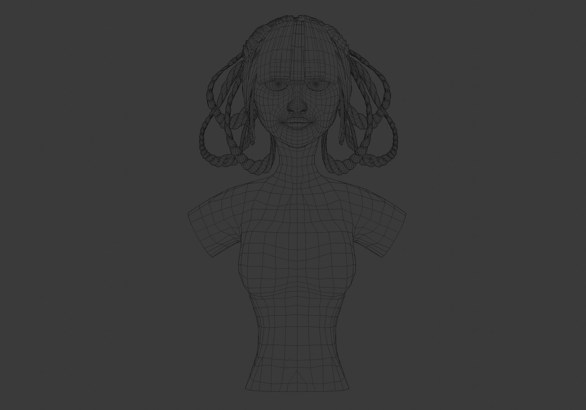 Female Stylized Hair 3D model_5