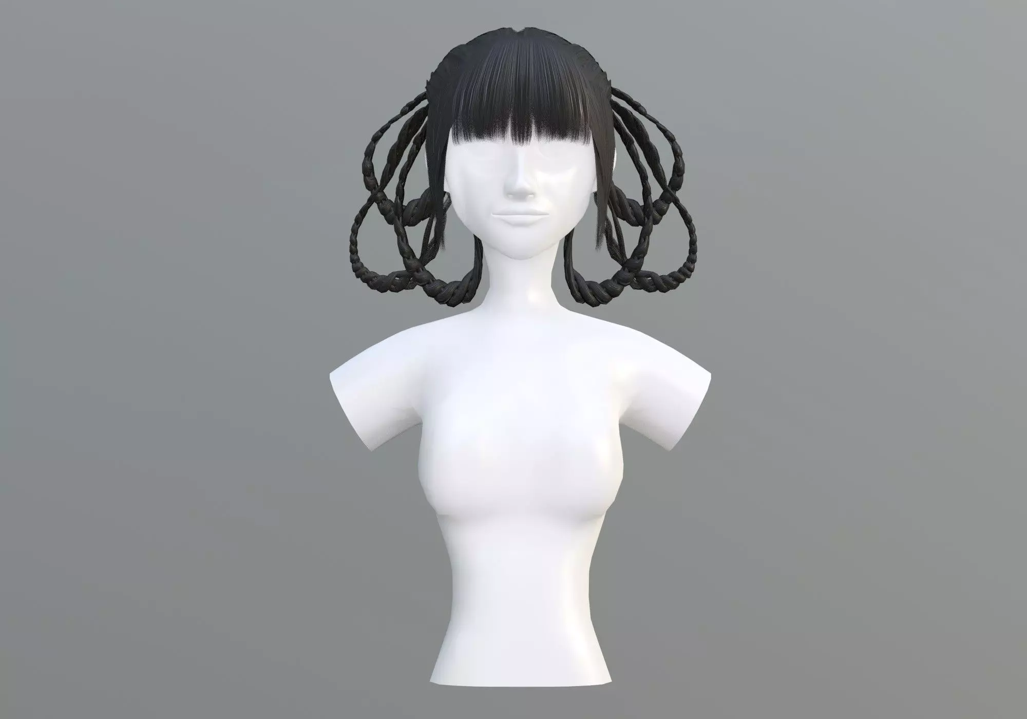 Female Stylized Hair 3D model_0