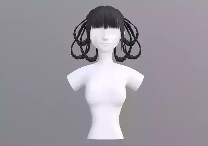 Female Stylized Hair 3D model Female Stylized Hair 3D model