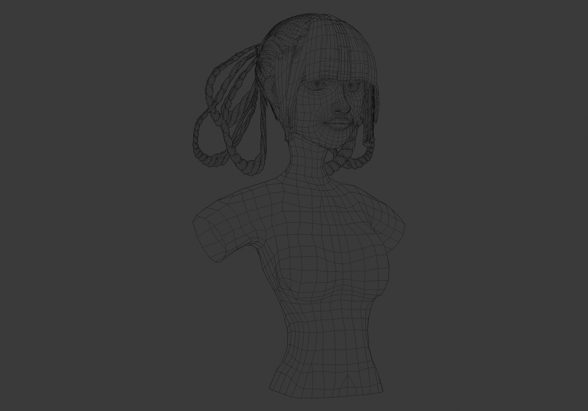 Female Stylized Hair 3D model_6