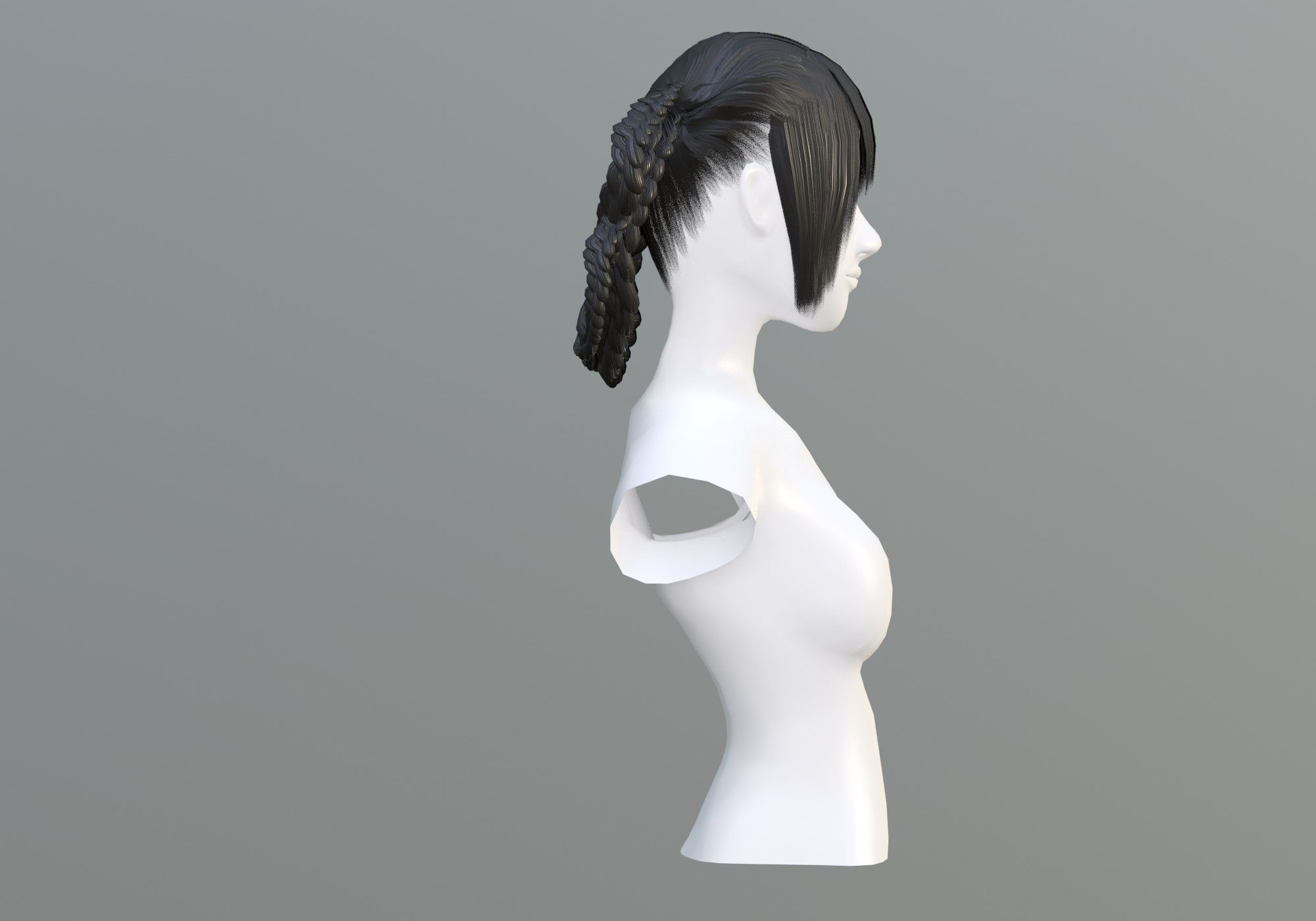 Female Stylized Hair 3D model_2