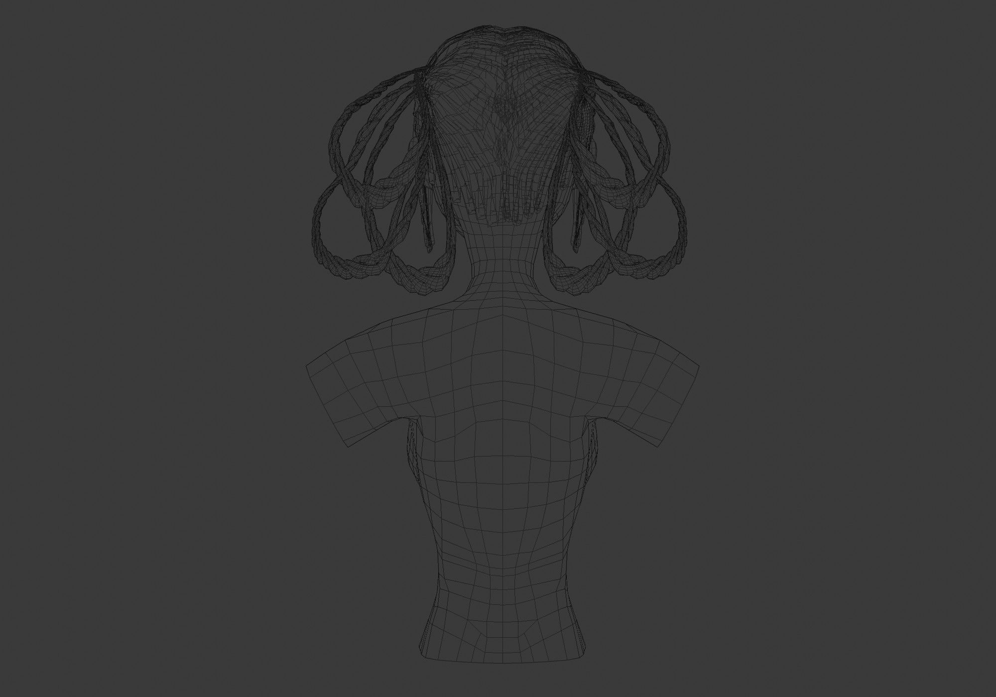 Female Stylized Hair 3D model_9