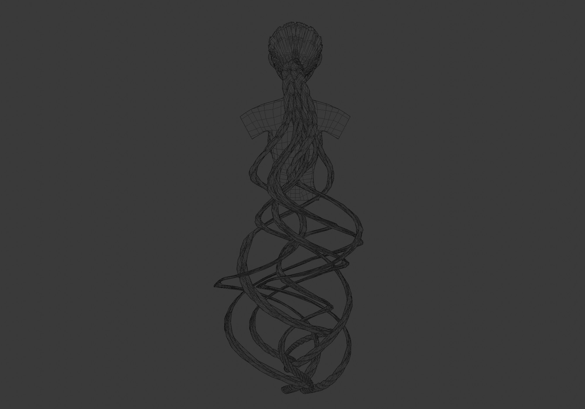 Female Ponytail Hair 3D model_9