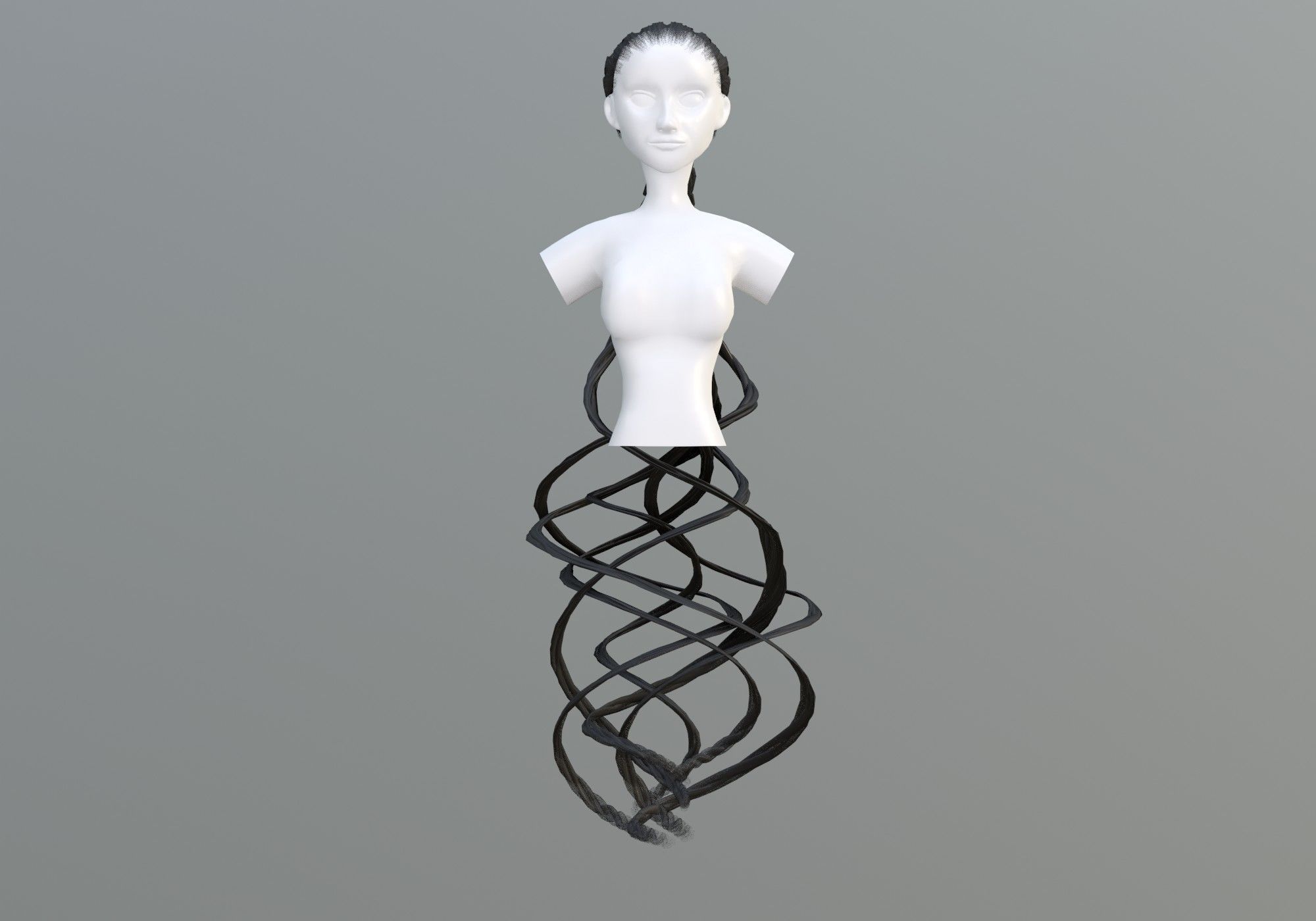 Female Ponytail Hair 3D model_1