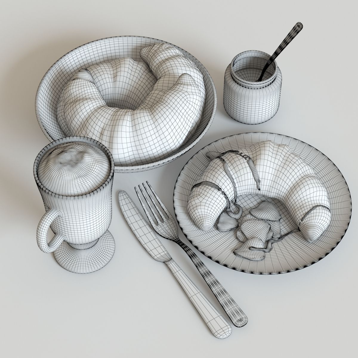 Croissants and Latte 3D model_1