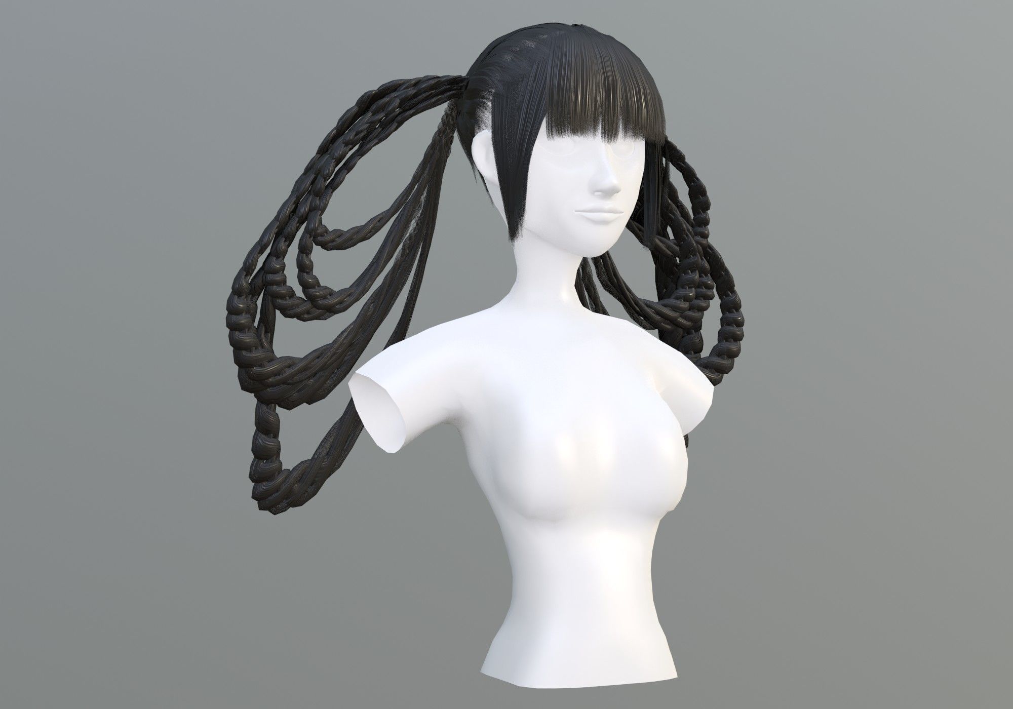 Fancy Braids Hair  3D model_1