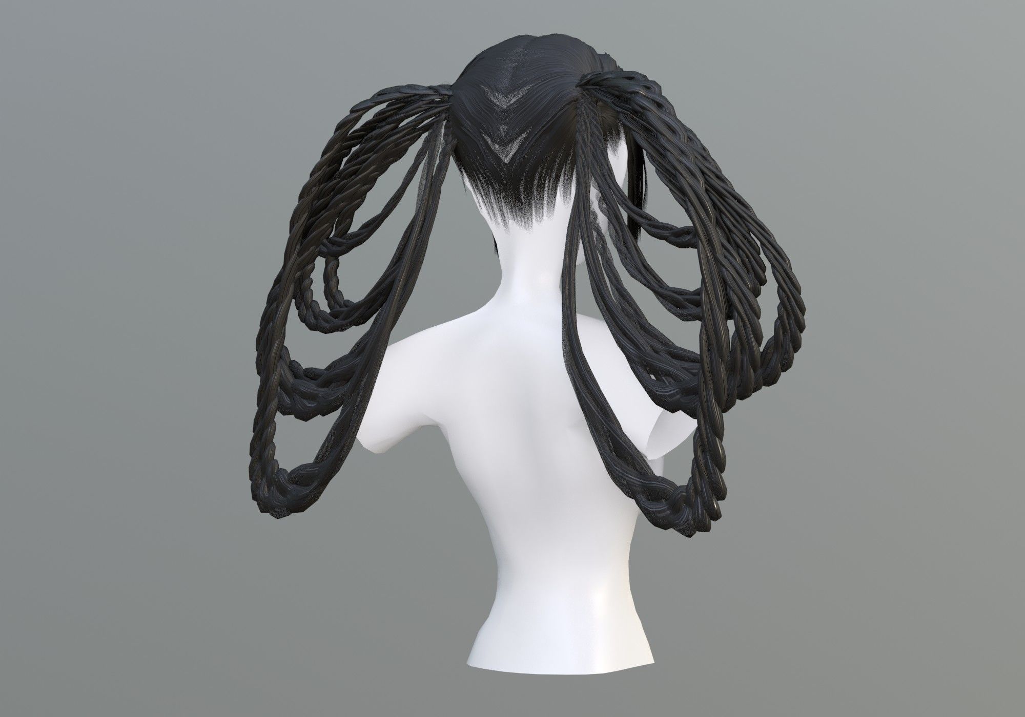 Fancy Braids Hair  3D model_3