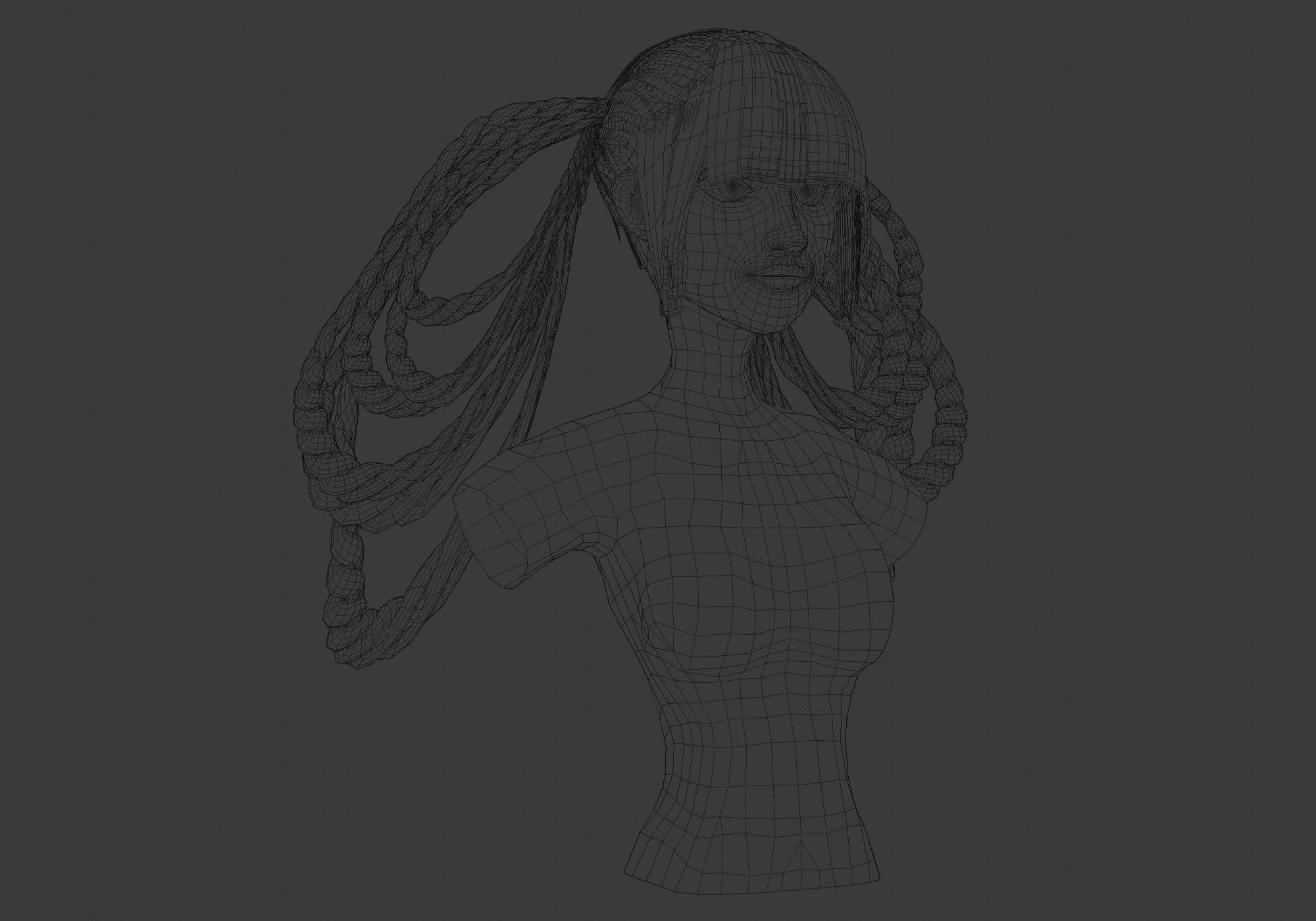 Fancy Braids Hair  3D model_6