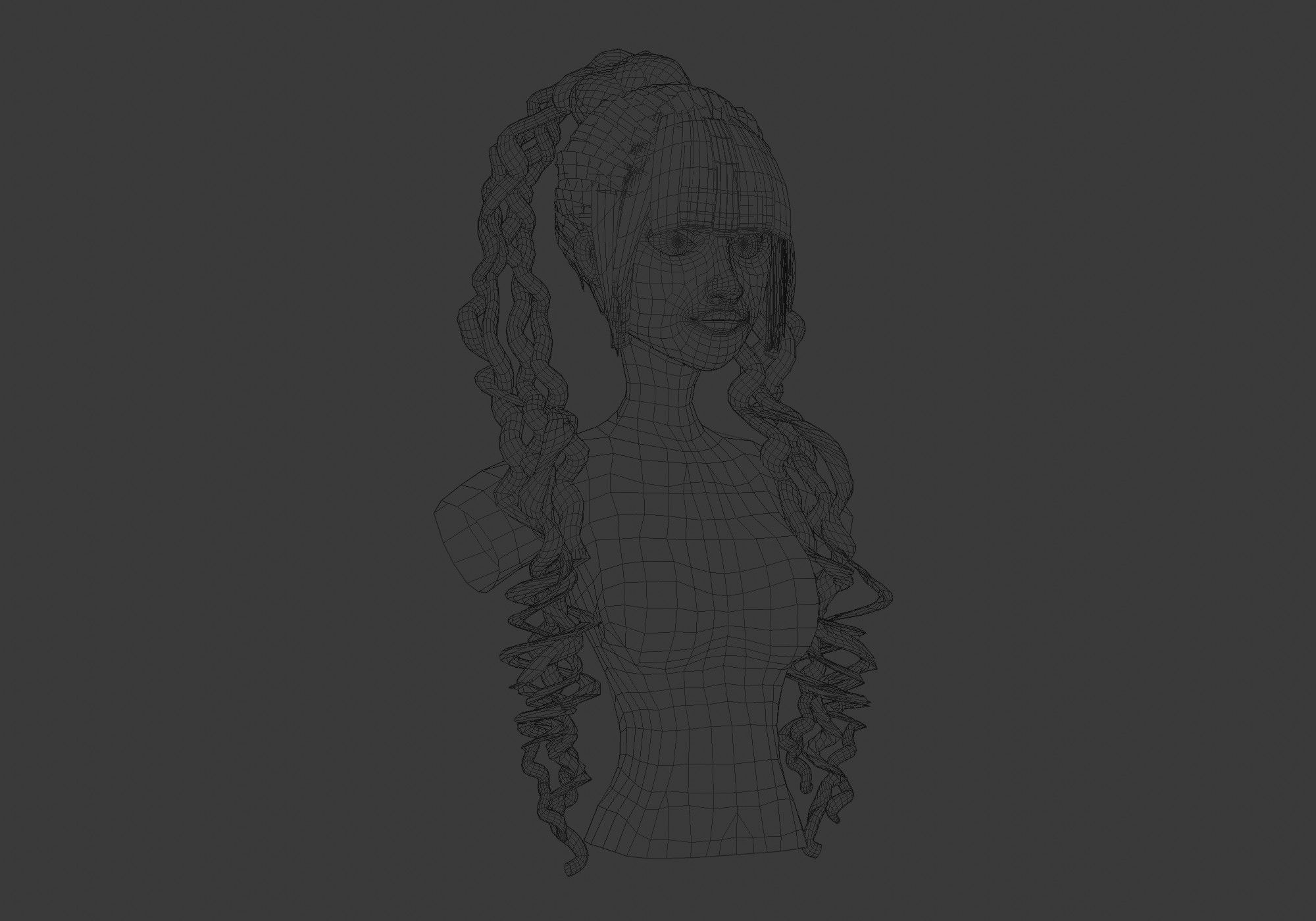 Curly Female Hair 3D model_6