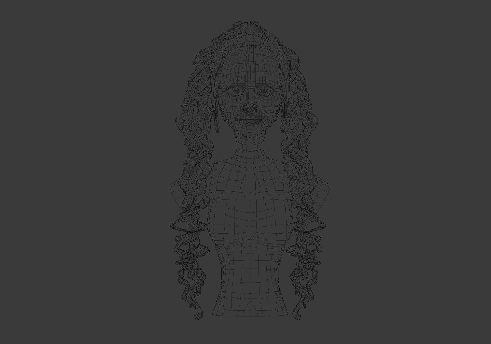 Curly Female Hair 3D model_5