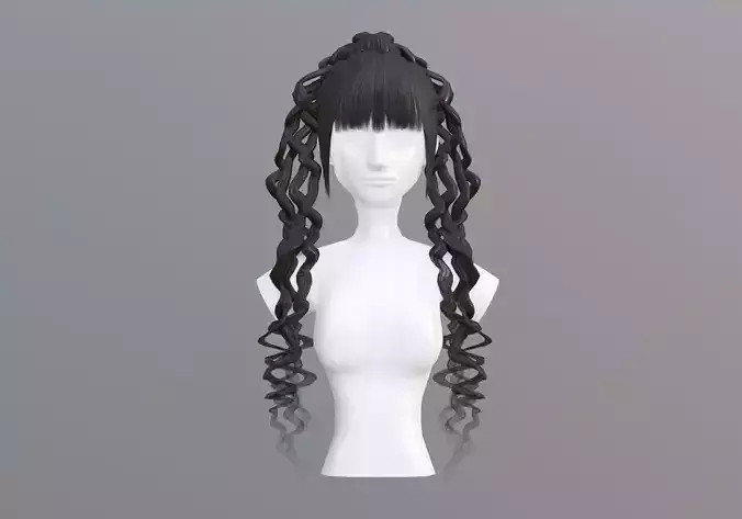 Curly Female Hair 3D model Curly Female Hair 3D model