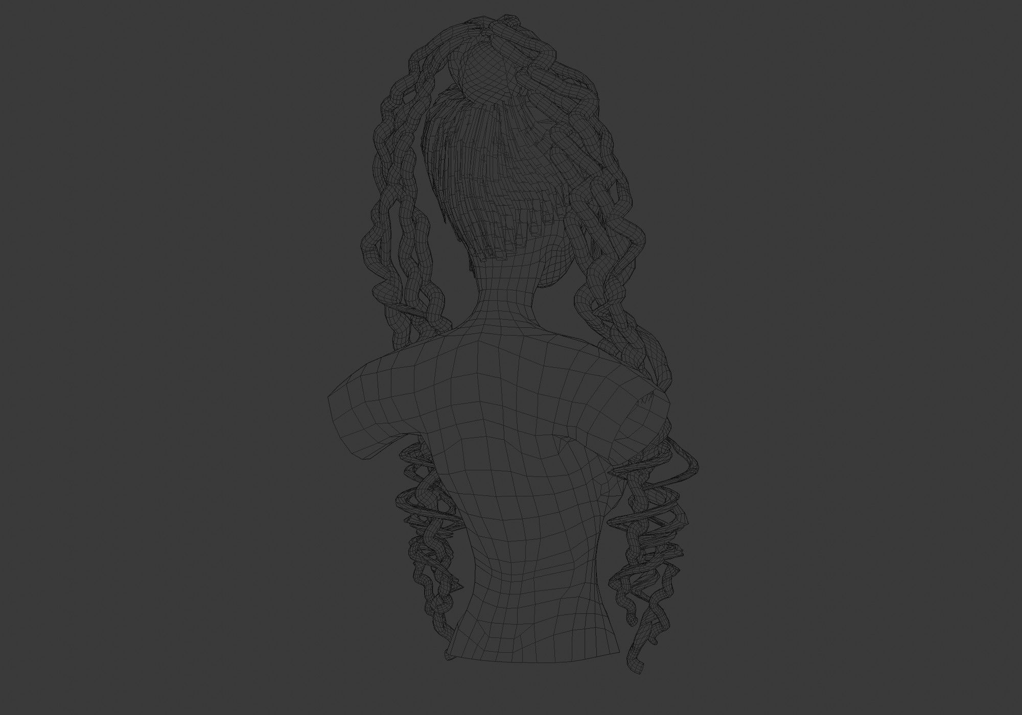 Curly Female Hair 3D model_8