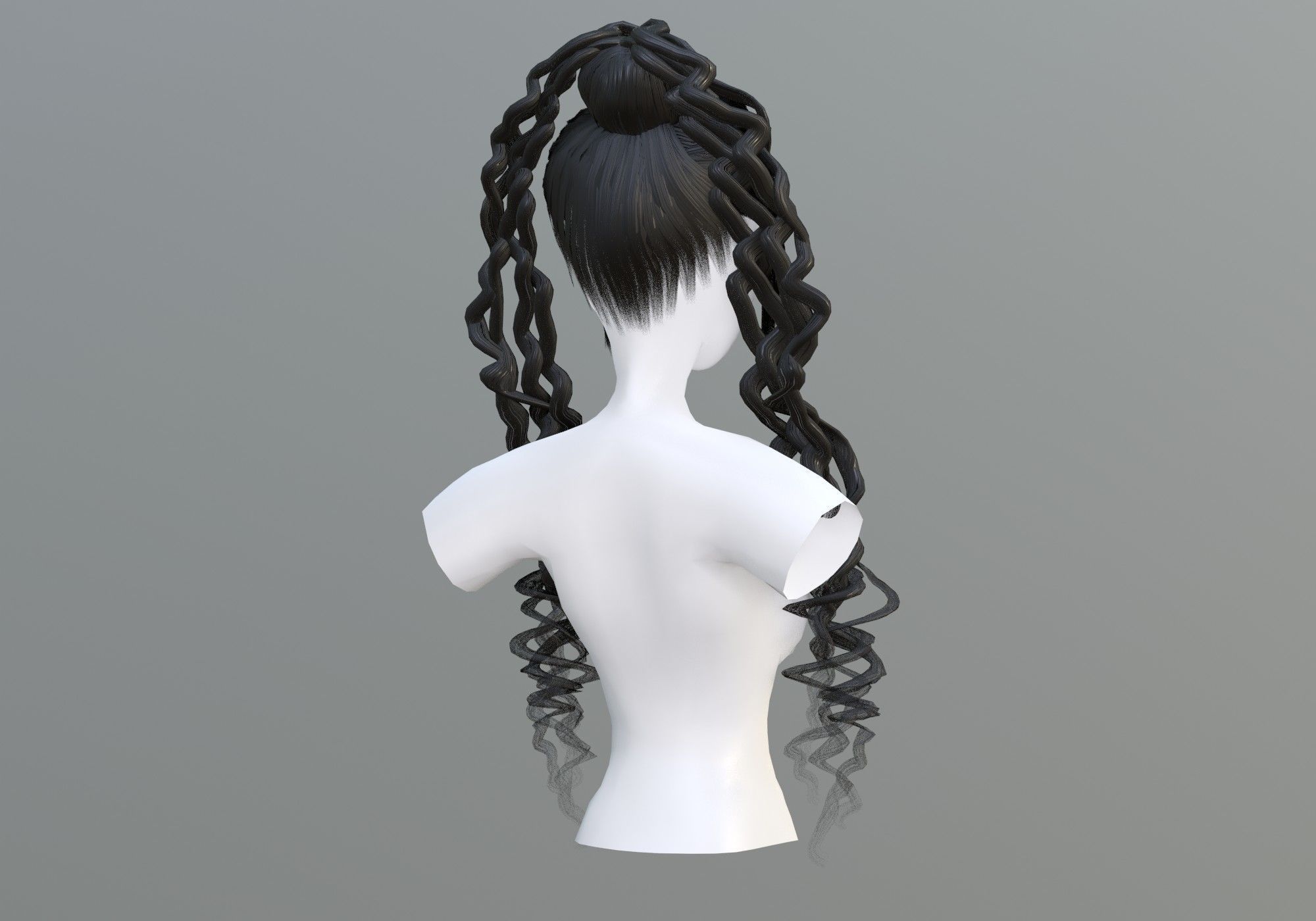 Curly Female Hair 3D model_3