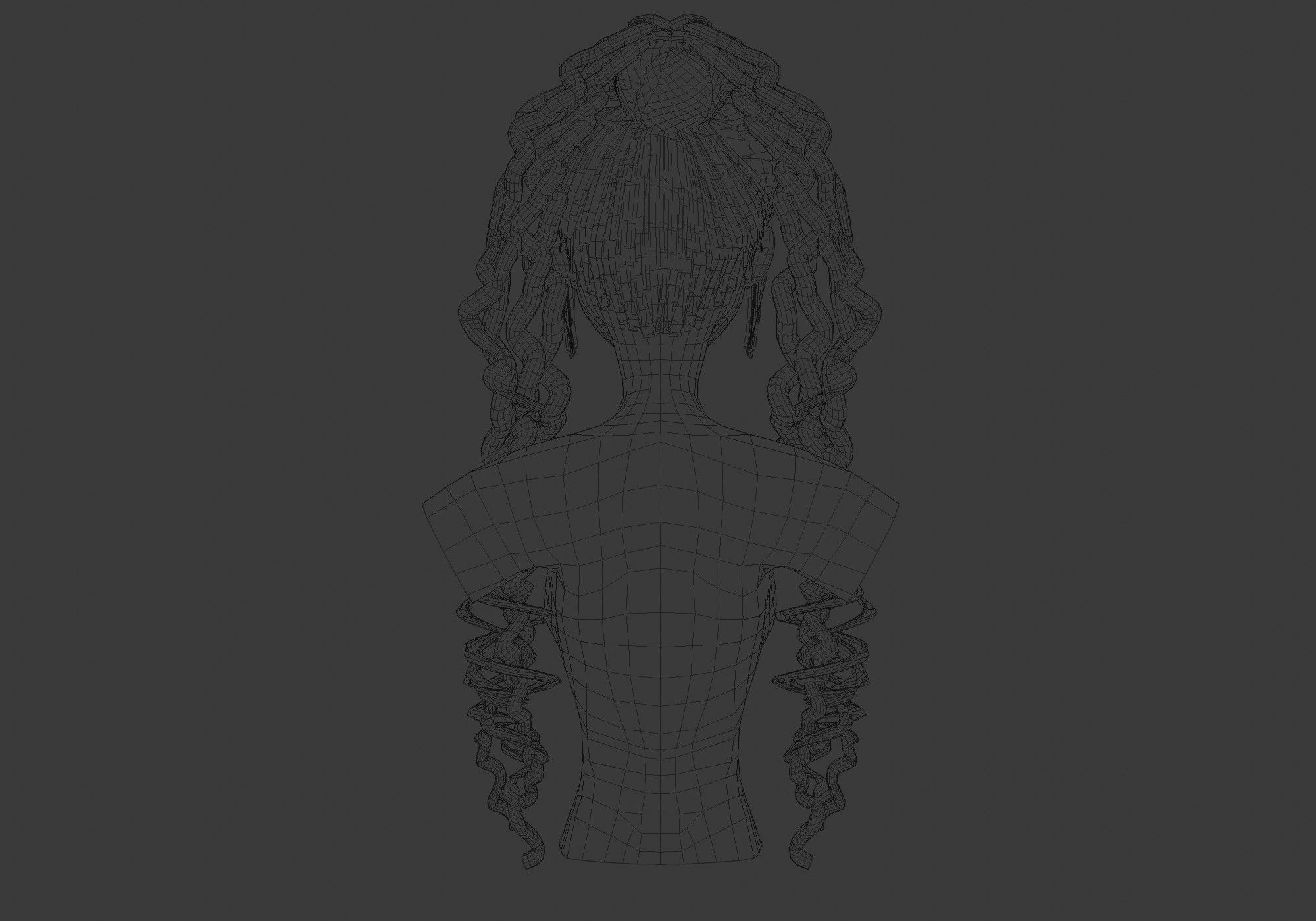 Curly Female Hair 3D model_9