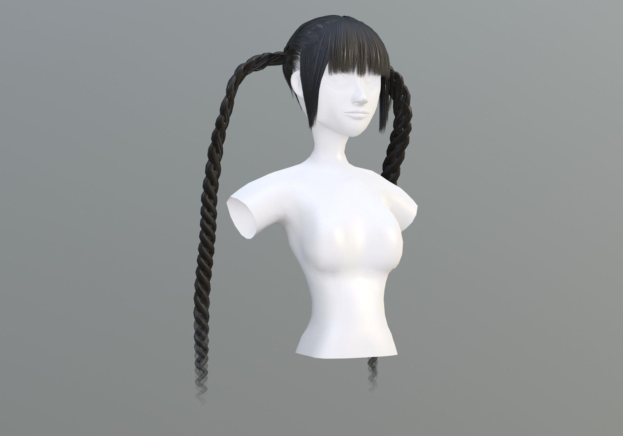 Braids Two Hairstyle 3D model_1
