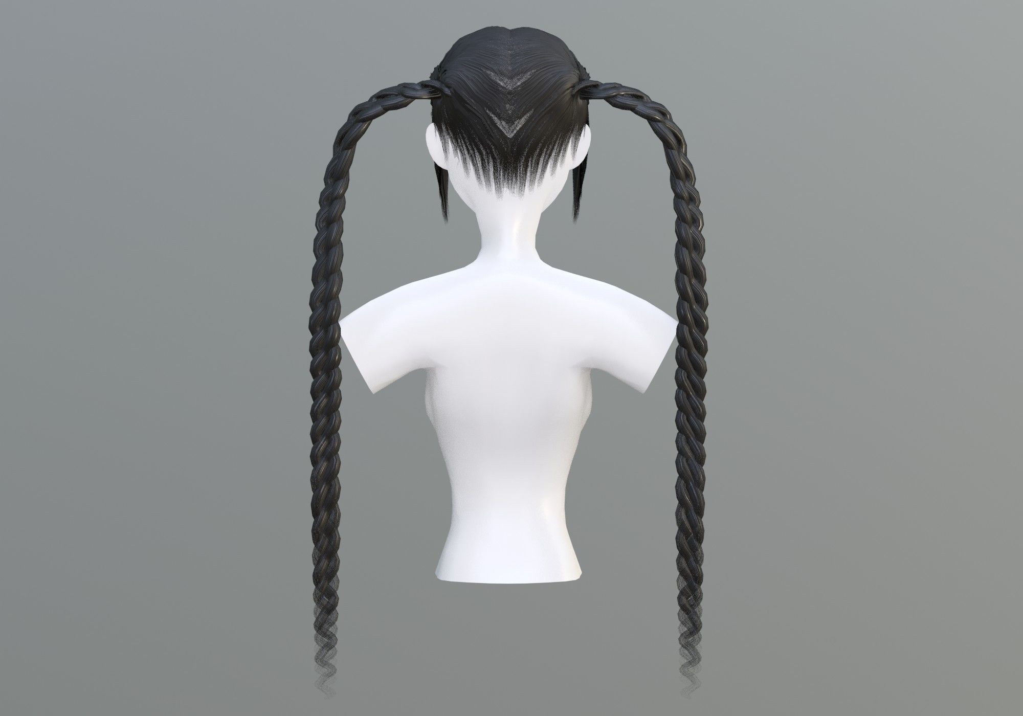 Braids Two Hairstyle 3D model_4