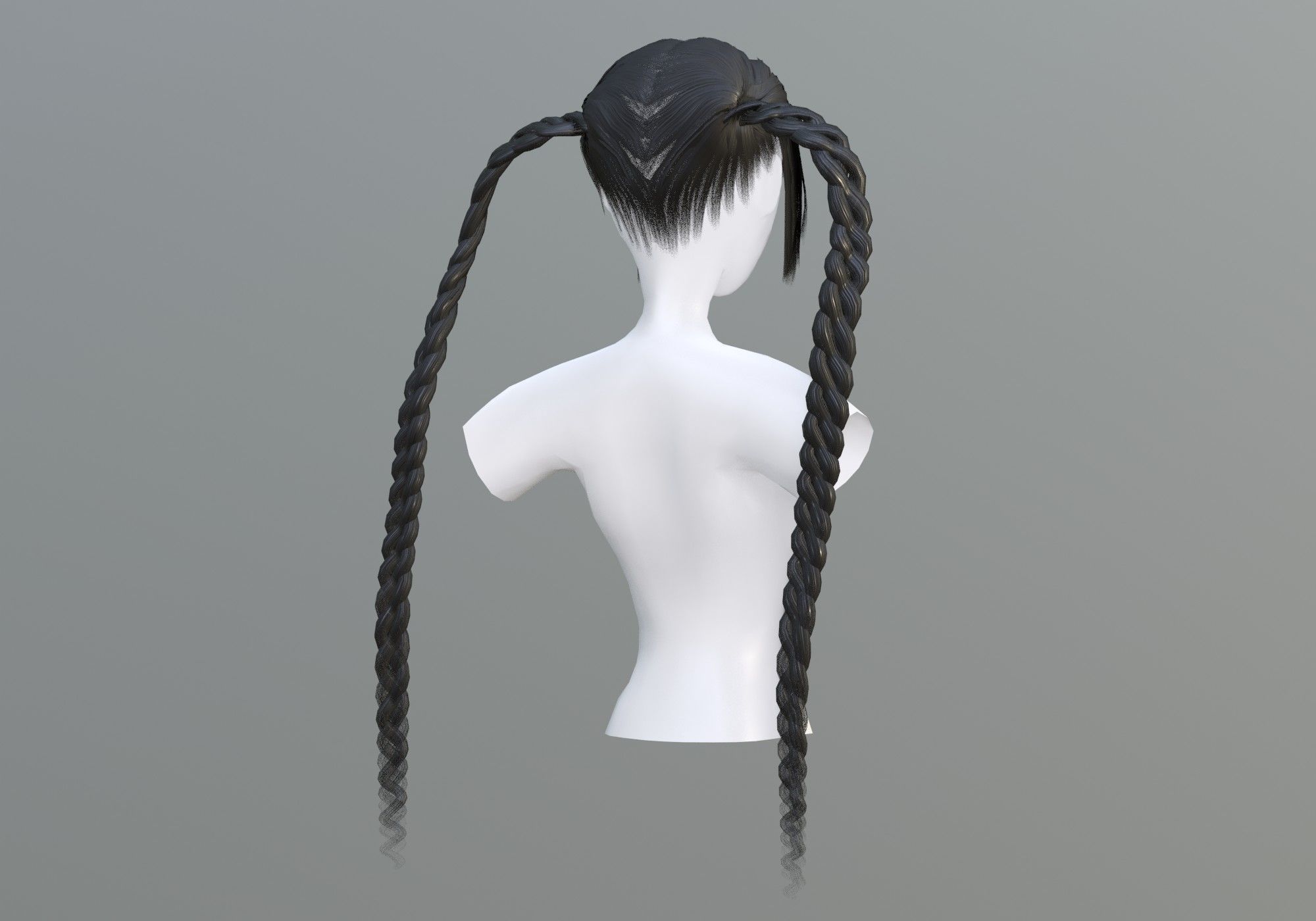 Braids Two Hairstyle 3D model_3