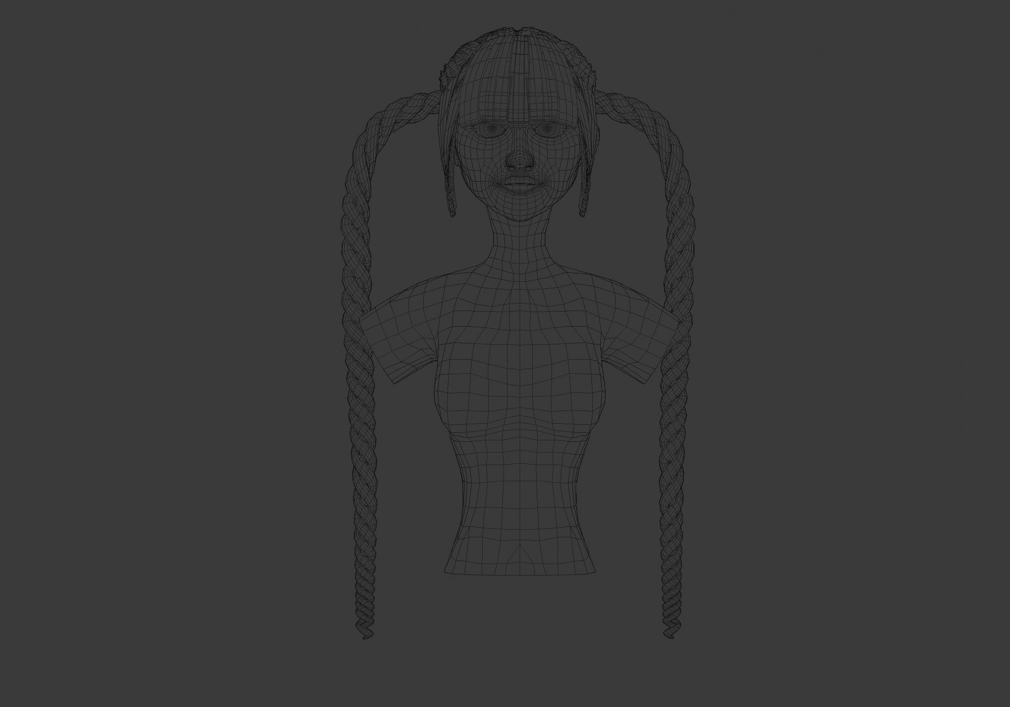 Braids Two Hairstyle 3D model_5
