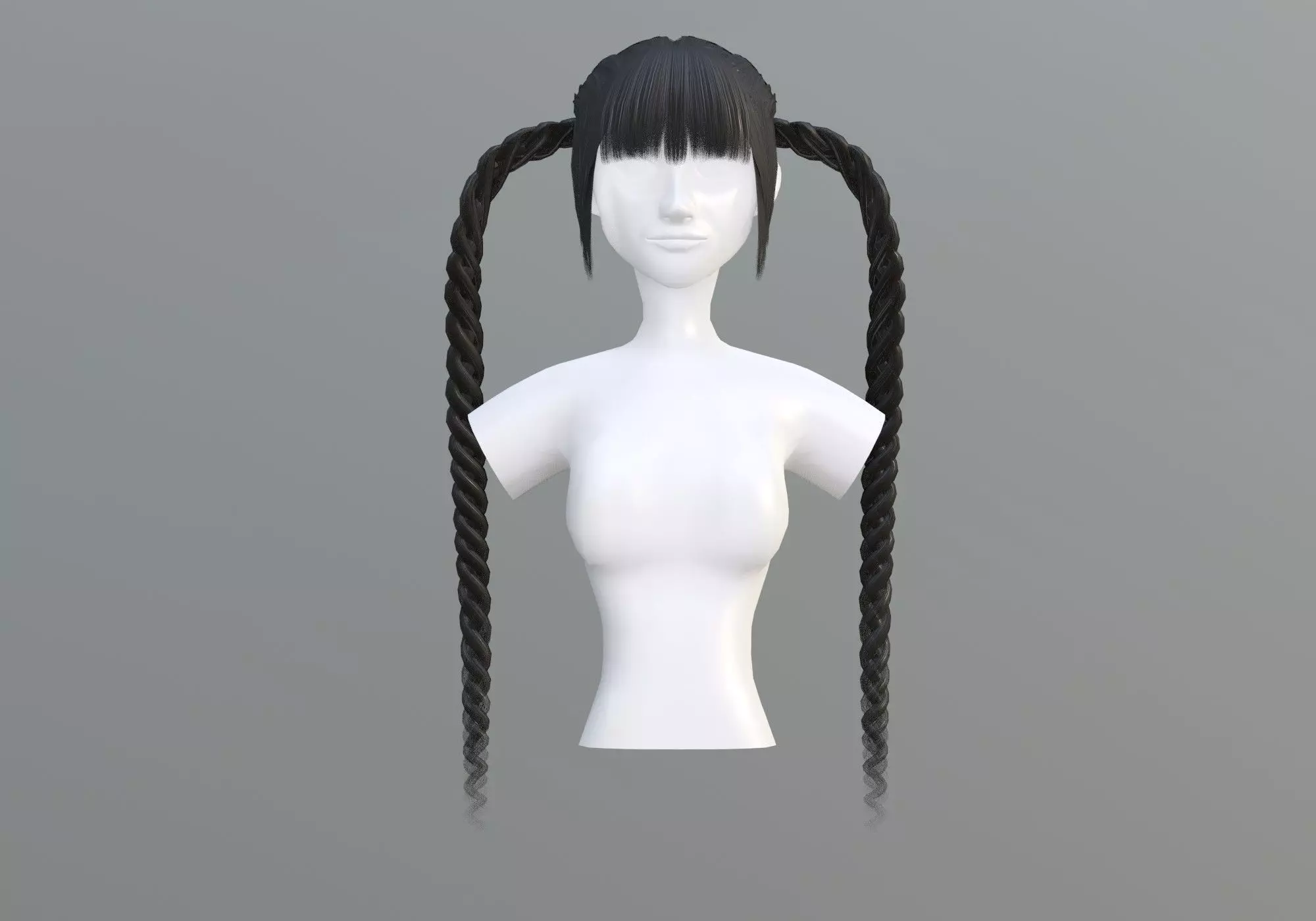Braids Two Hairstyle 3D model_0