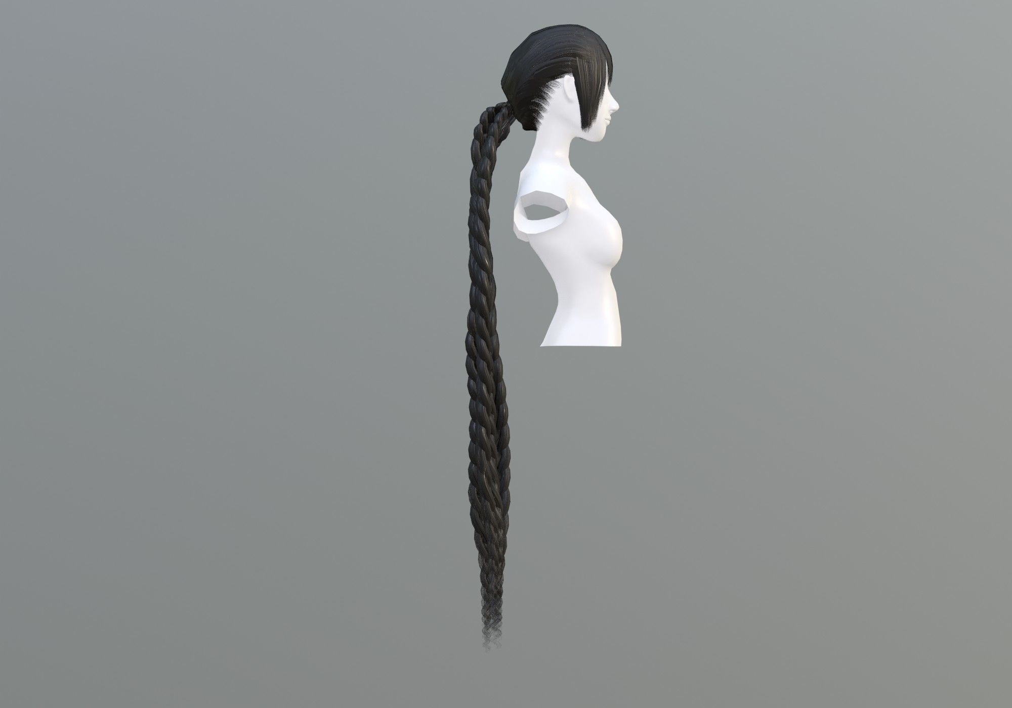 Braids Pigtail Hairstyle 3D model_3