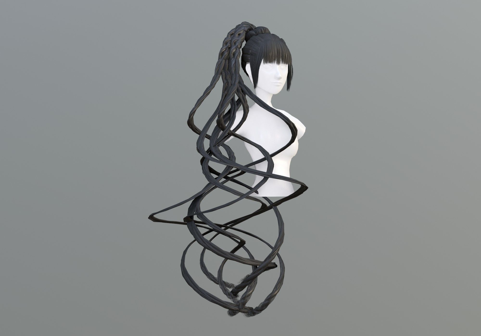 Braids Female Hair 3D model_1