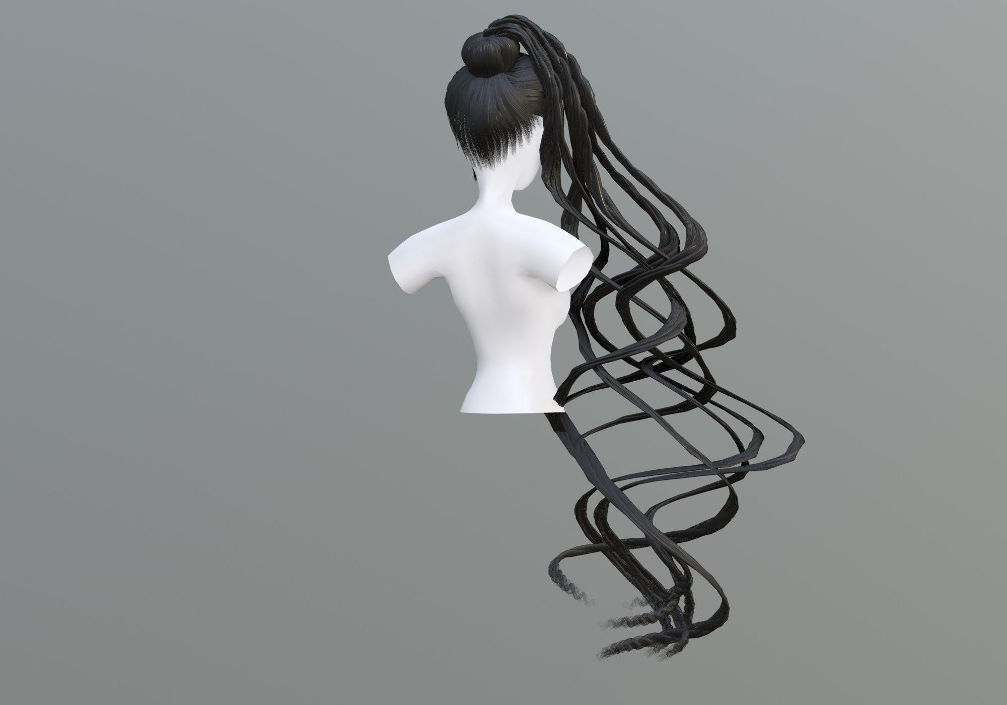 Braids Female Hair 3D model_3