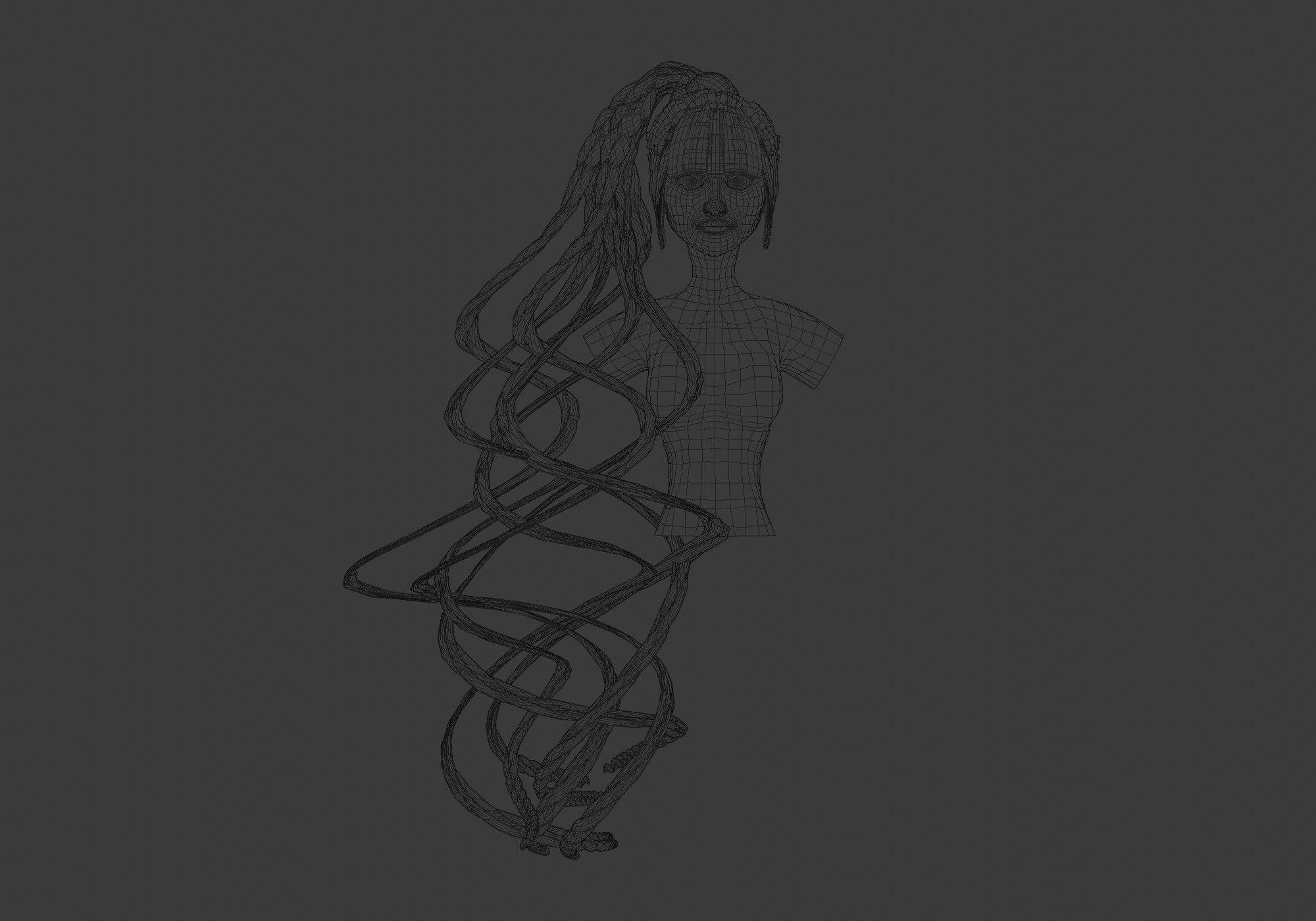 Braids Female Hair 3D model_5