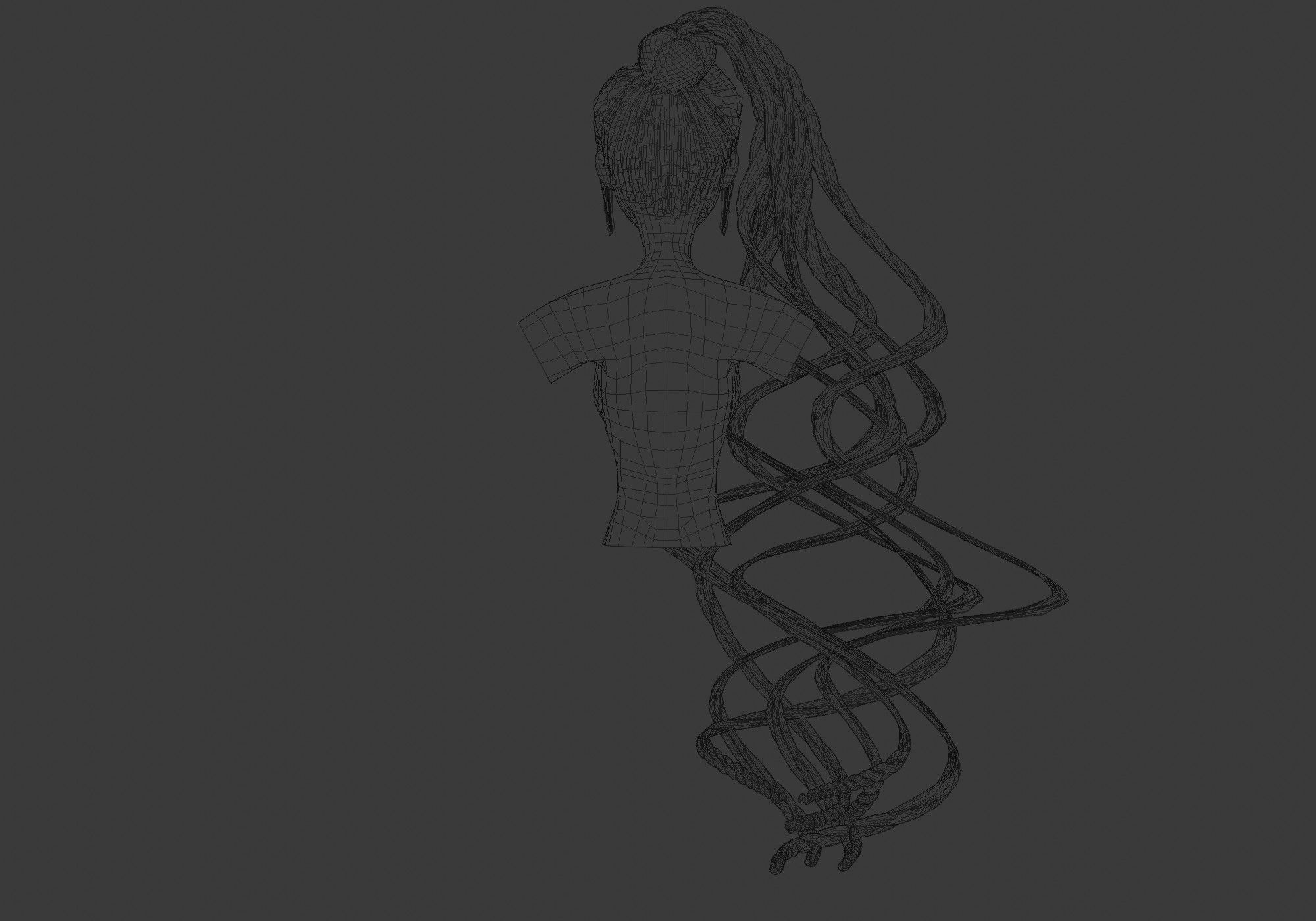 Braids Female Hair 3D model_9