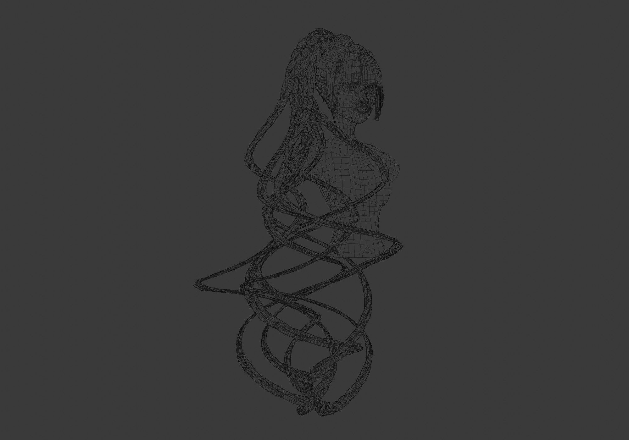 Braids Female Hair 3D model_6