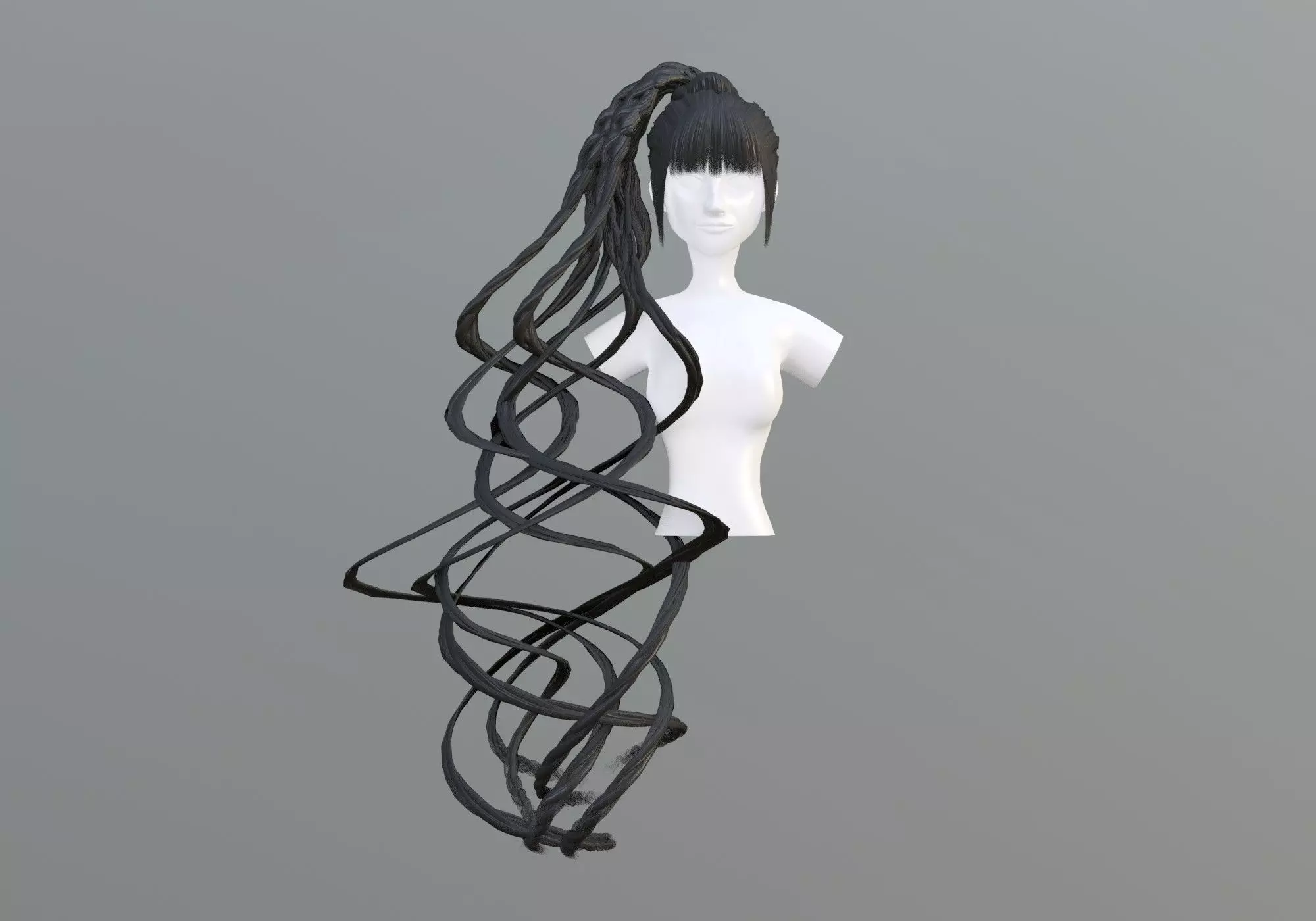 Braids Female Hair 3D model_0
