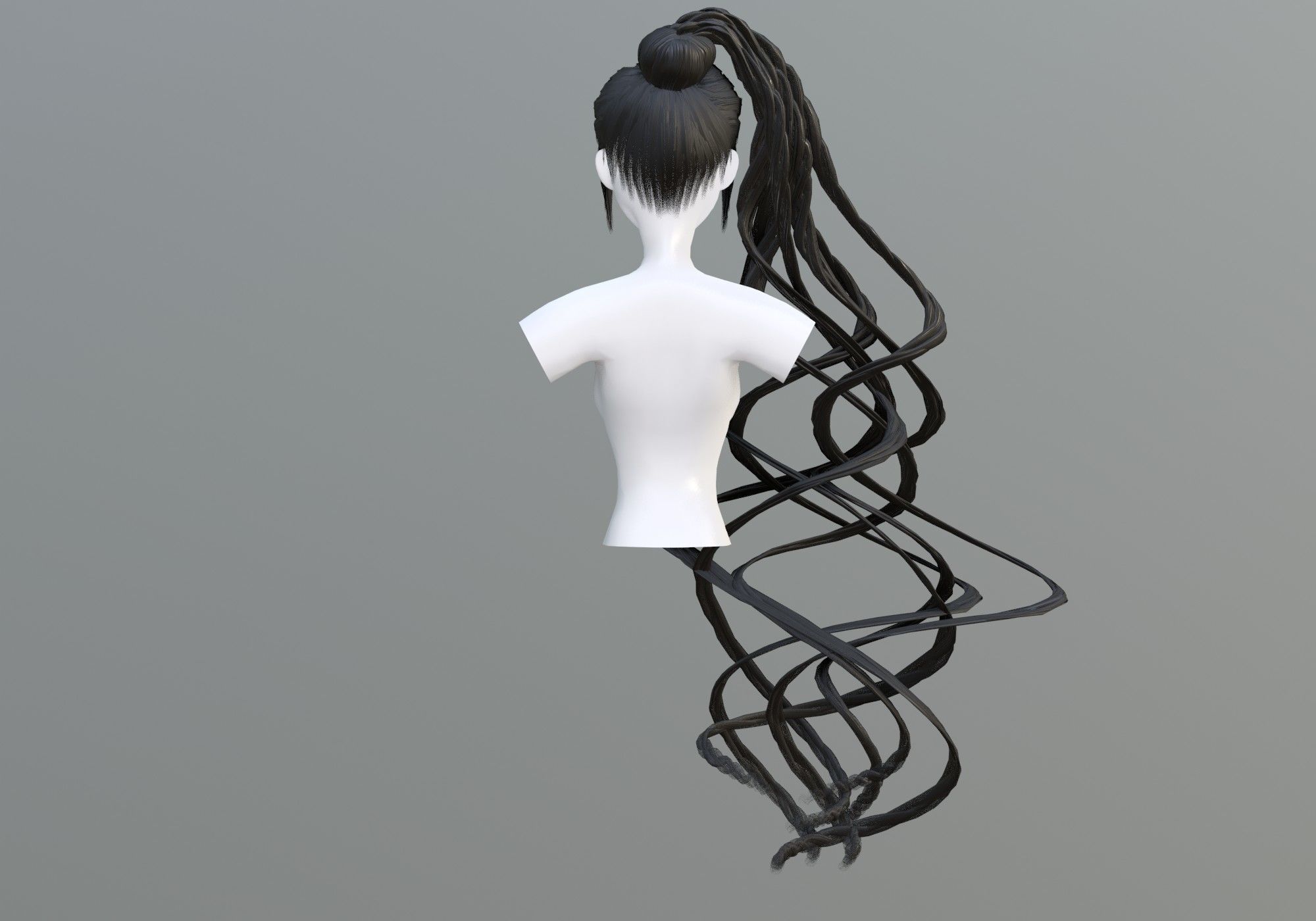 Braids Female Hair 3D model_4