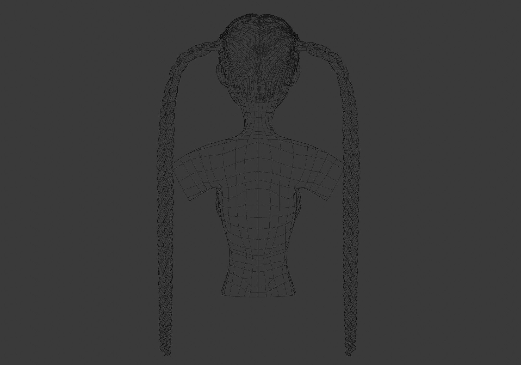 Black Braids Hairstyle 3D model_9