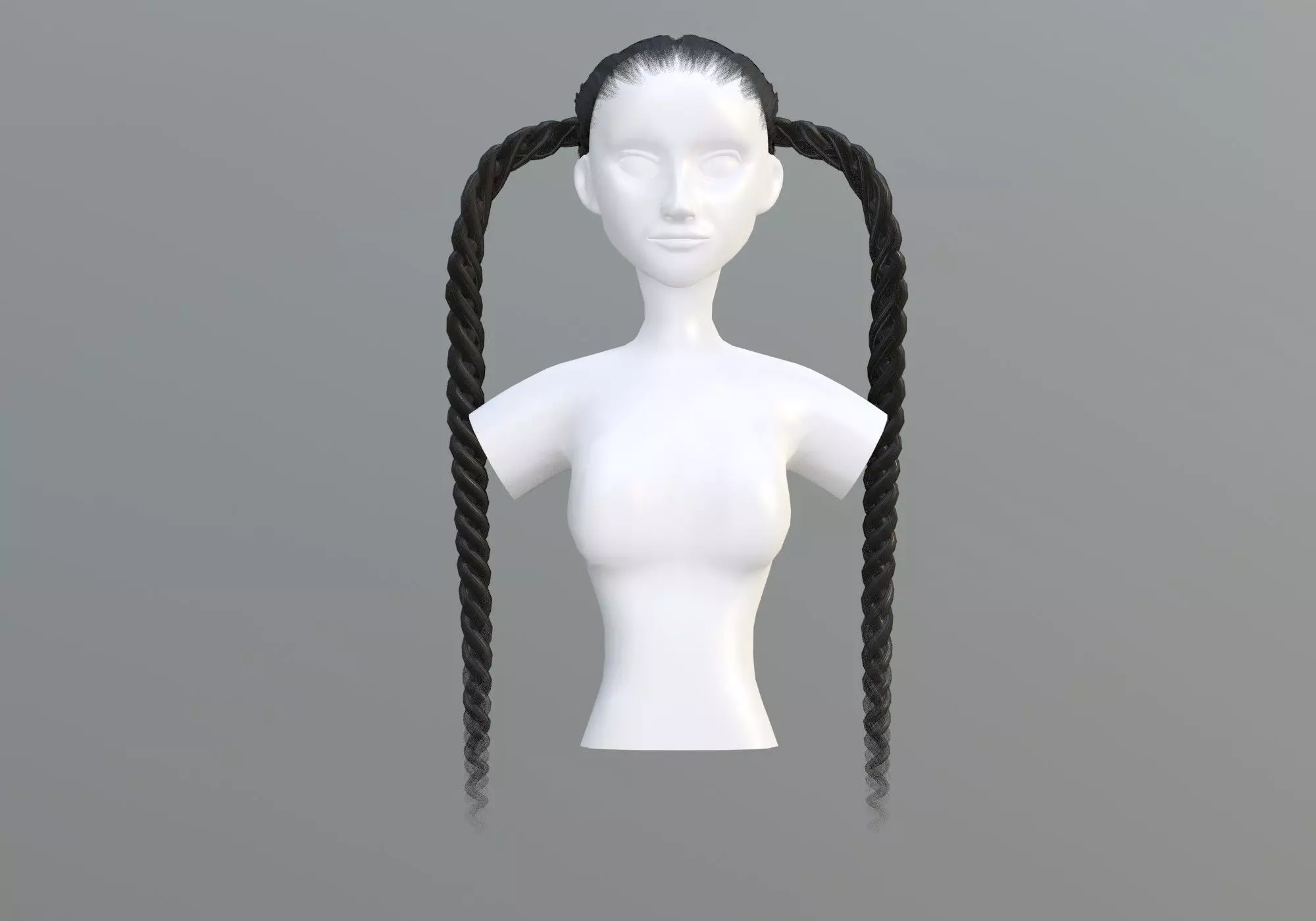 Black Braids Hairstyle 3D model_0